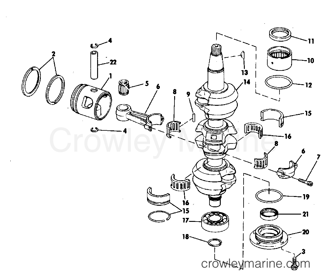 1981 Evinrude Outboards 70 - E70ELCIH CRANKSHAFT & PISTON section