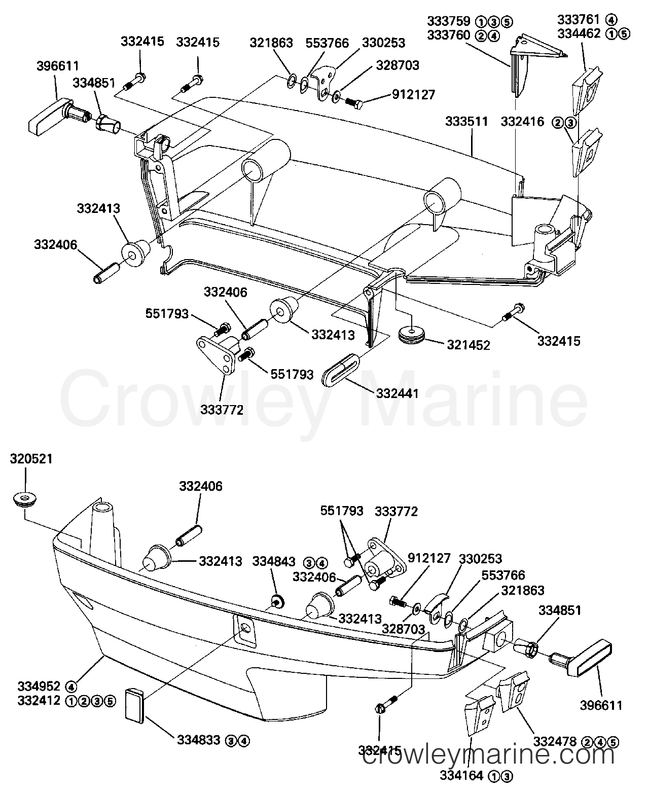 1989 Outboard 40 - J40ECEC - LOWER ENGINE COVER
