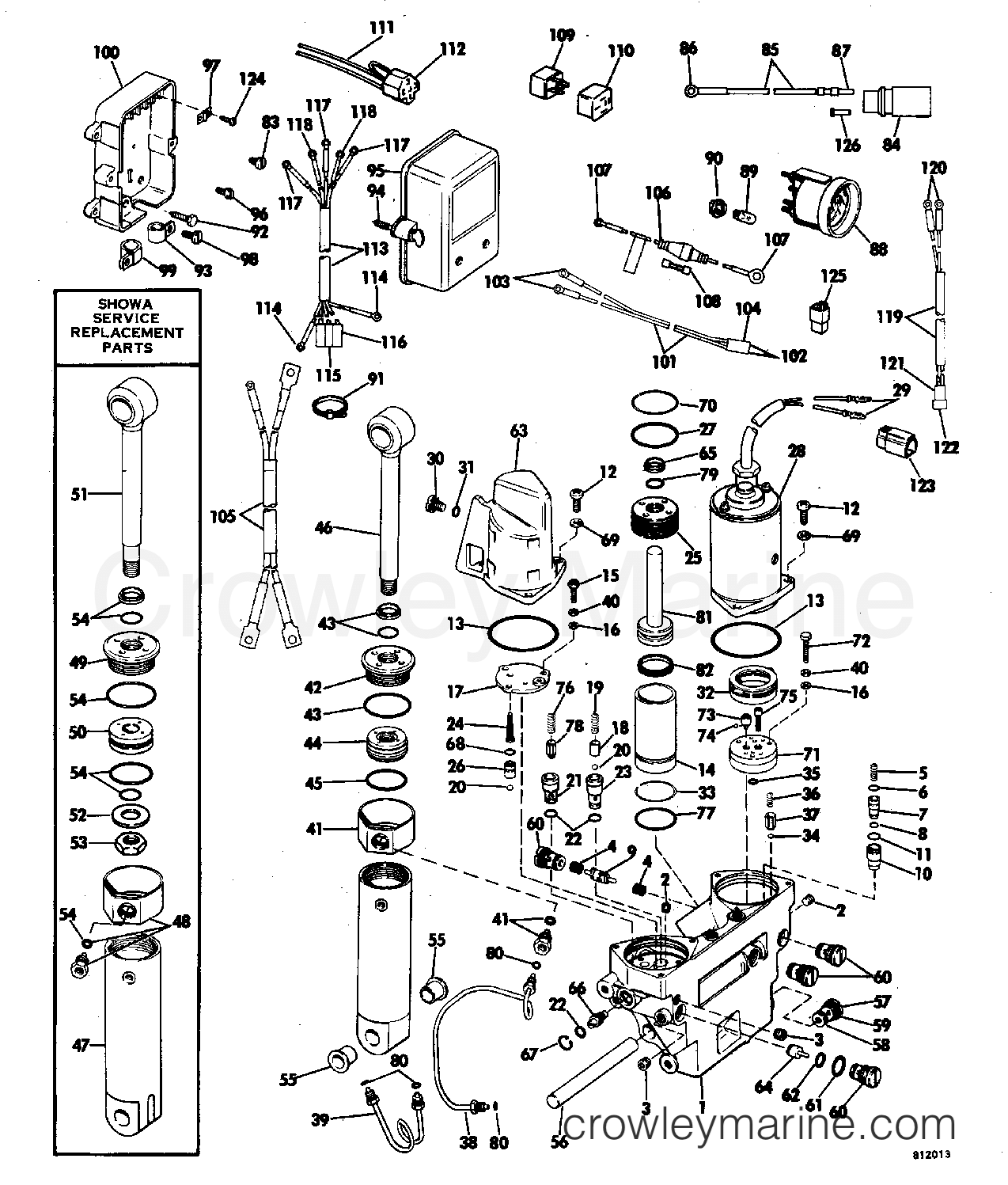 1981 Evinrude Outboards 150 - E150TRLCIA POWER TILT AND TRIM MODELS WITH "M," "A" OR "B" SUFFIX ONLY section