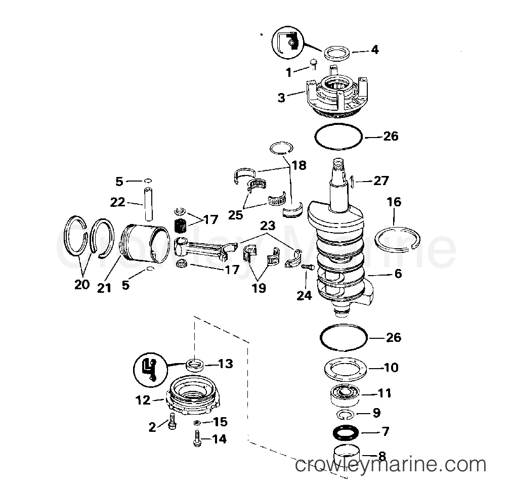 1995 Outboard 85 - J85TTLEOR - CRANKSHAFT & PISTON