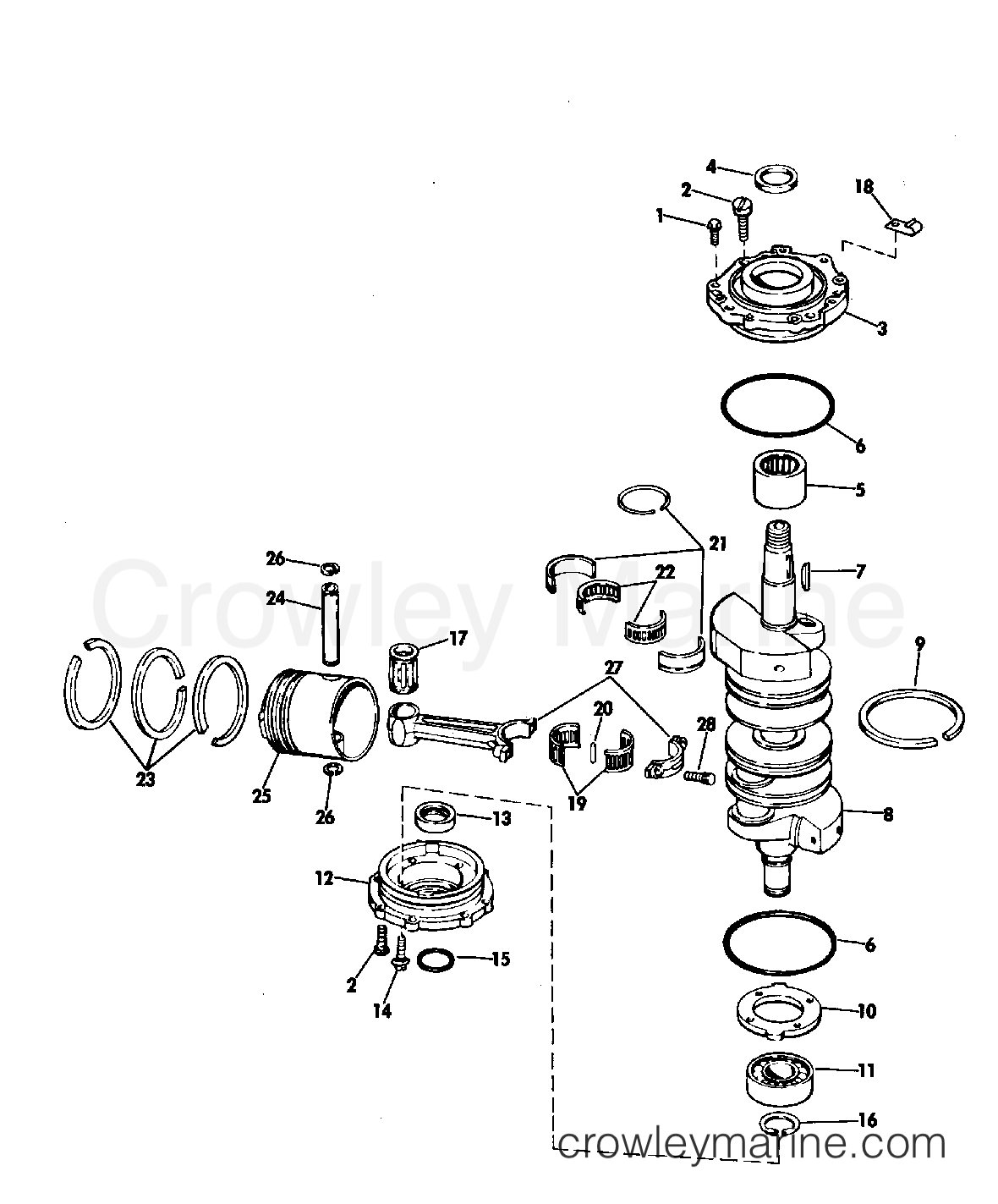 1969 Johnson Outboards 115 - 115ESL69E CRANKSHAFT GROUP section