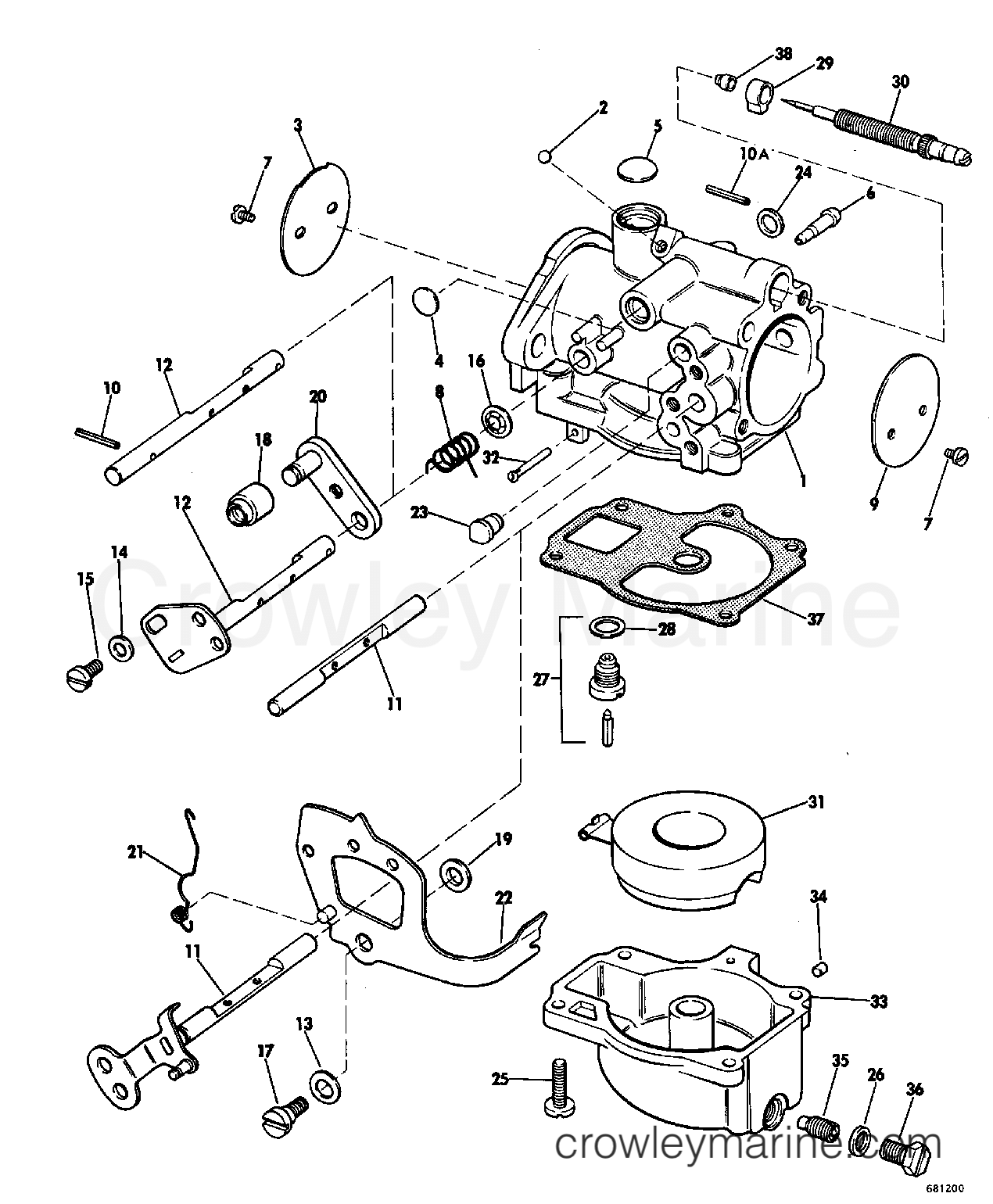 1969 Johnson Outboards 55 - 55ES69A CARBURETOR GROUP section