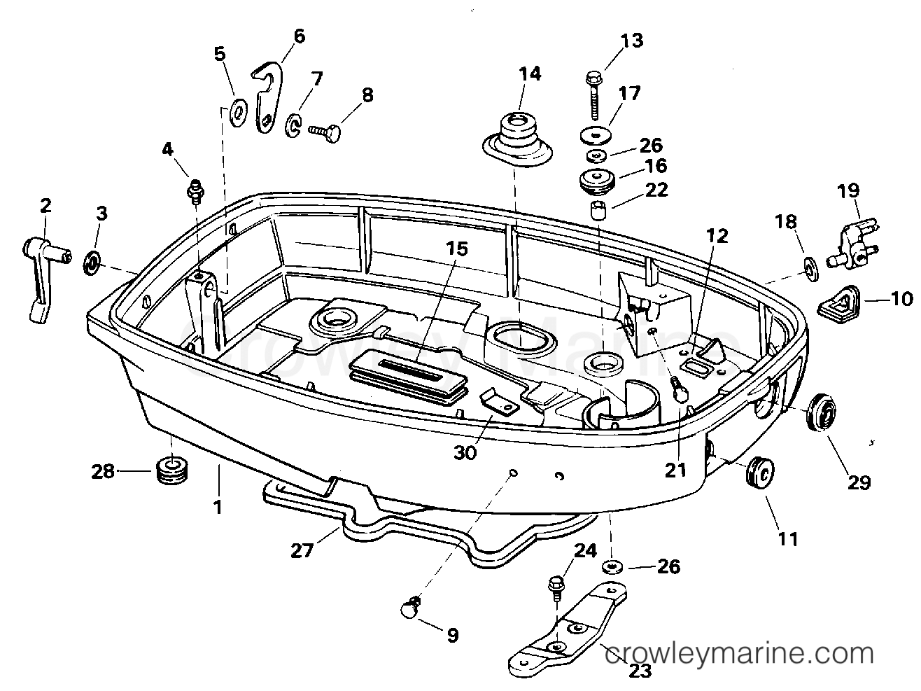 1995 Outboard 25 - J25TEEOR - LOWER ENGINE COVER