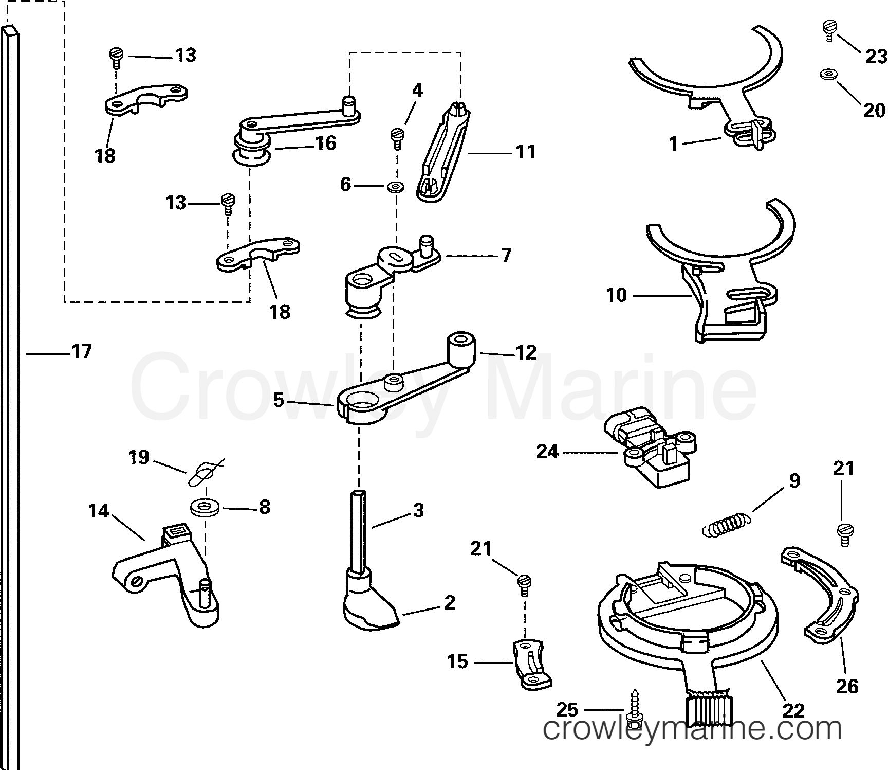 THROTTLE LINKAGE 2000 Outboard 150 E150WPLSSC Crowley Marine