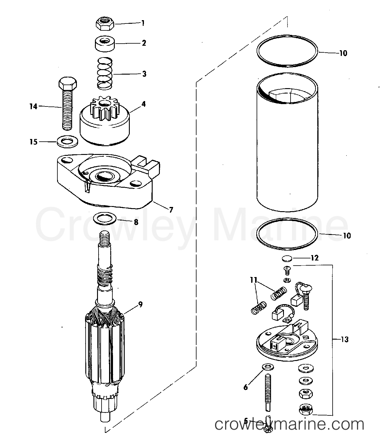 1977 Outboard 9.9 - 10E77A - STARTER MOTOR