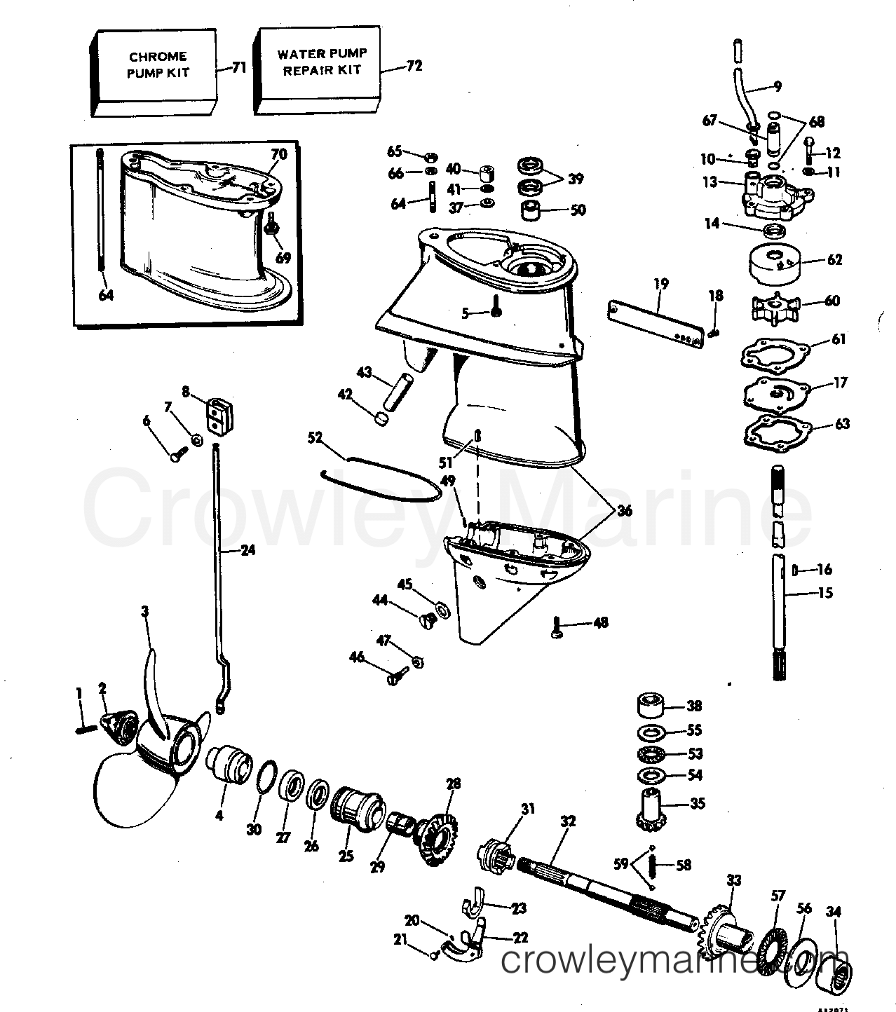 1982 Outboard 25 - J25RLCNB - GEARCASE