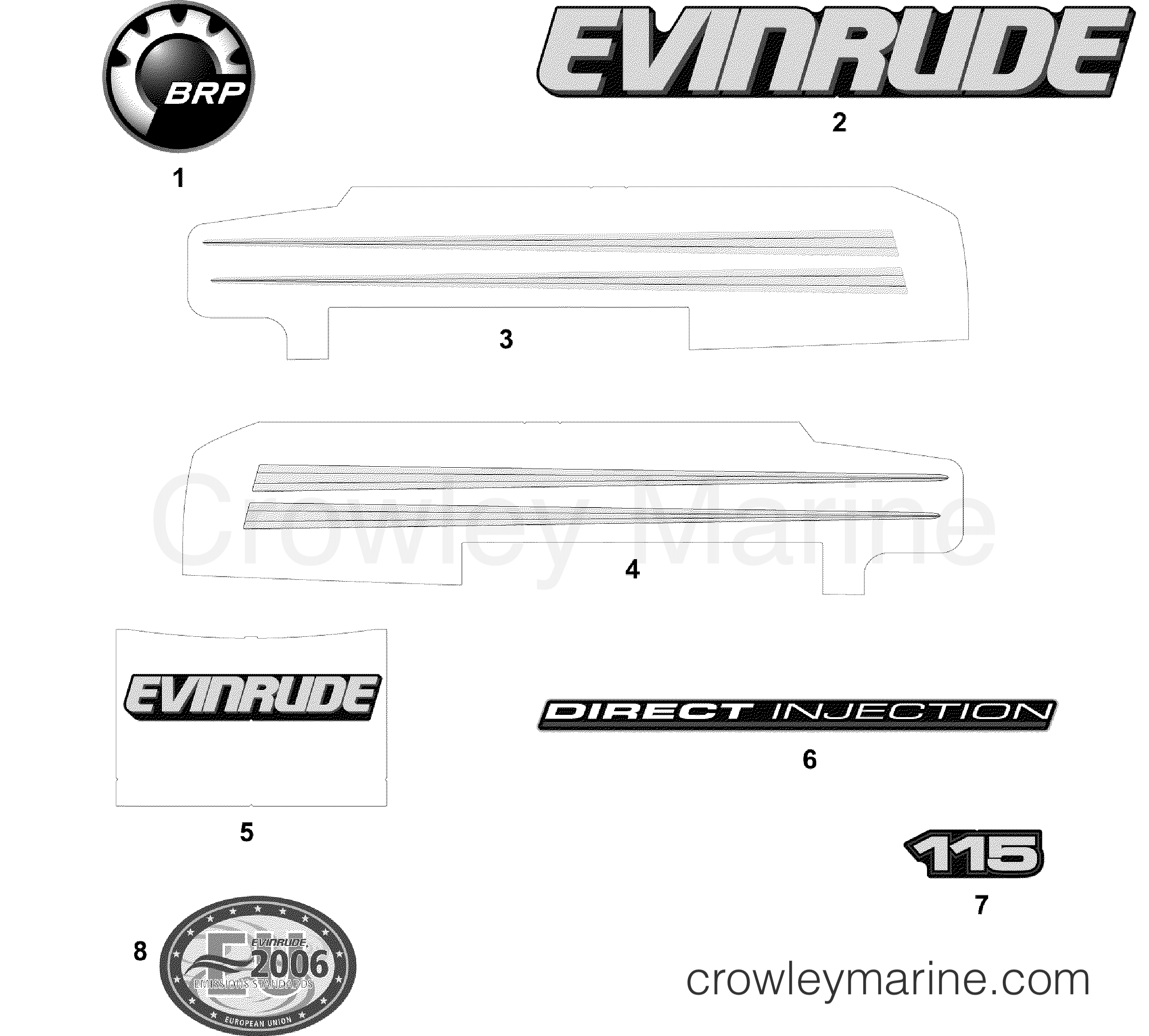 2006 Outboard 115 - E115FPLSDS - DECALS BLUE MODELS