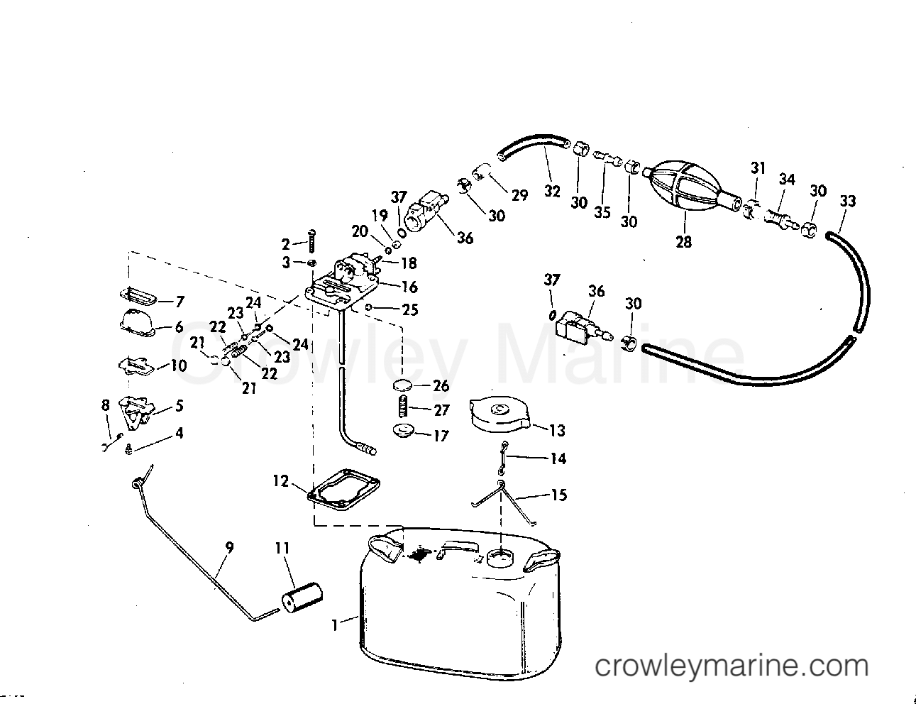 FUEL TANK6 GALLON 1977 Johnson Outboards 25 25R77H Crowley Marine