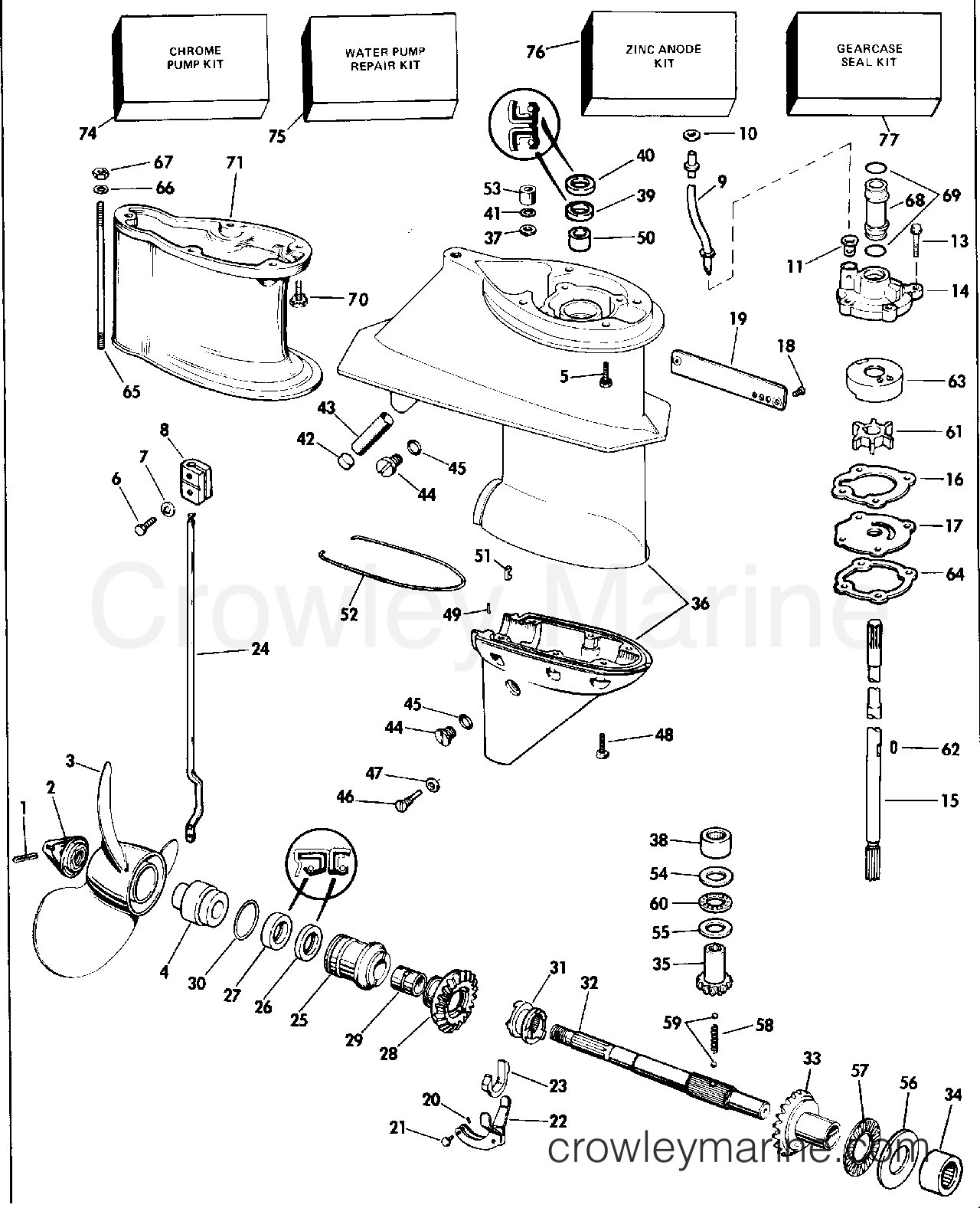 1992 Outboard 28 - J28ESLENE - GEARCASE