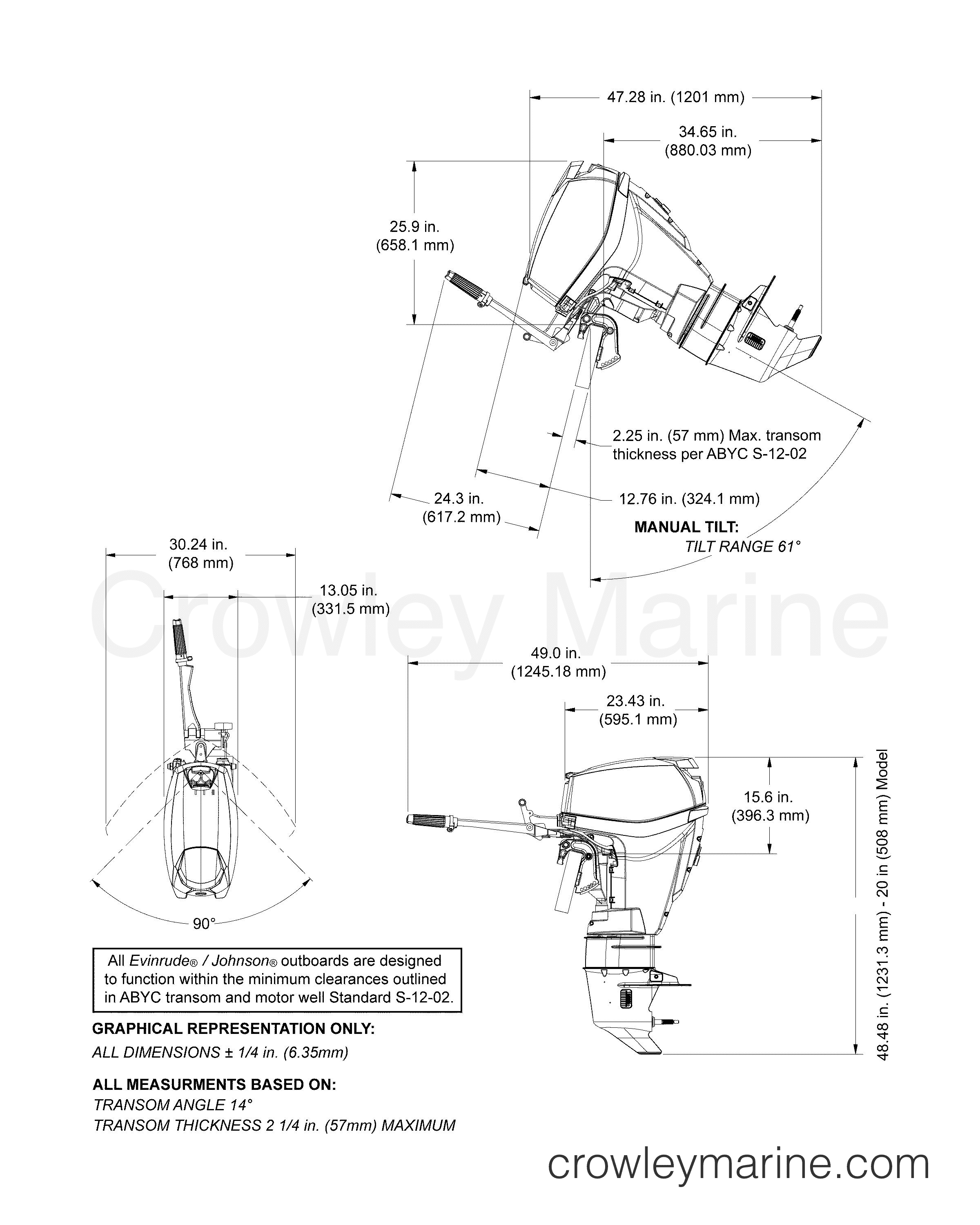 AB Outboard 30 - MFE - E30MALABB - PROFILE DRAWING - 30 MFE