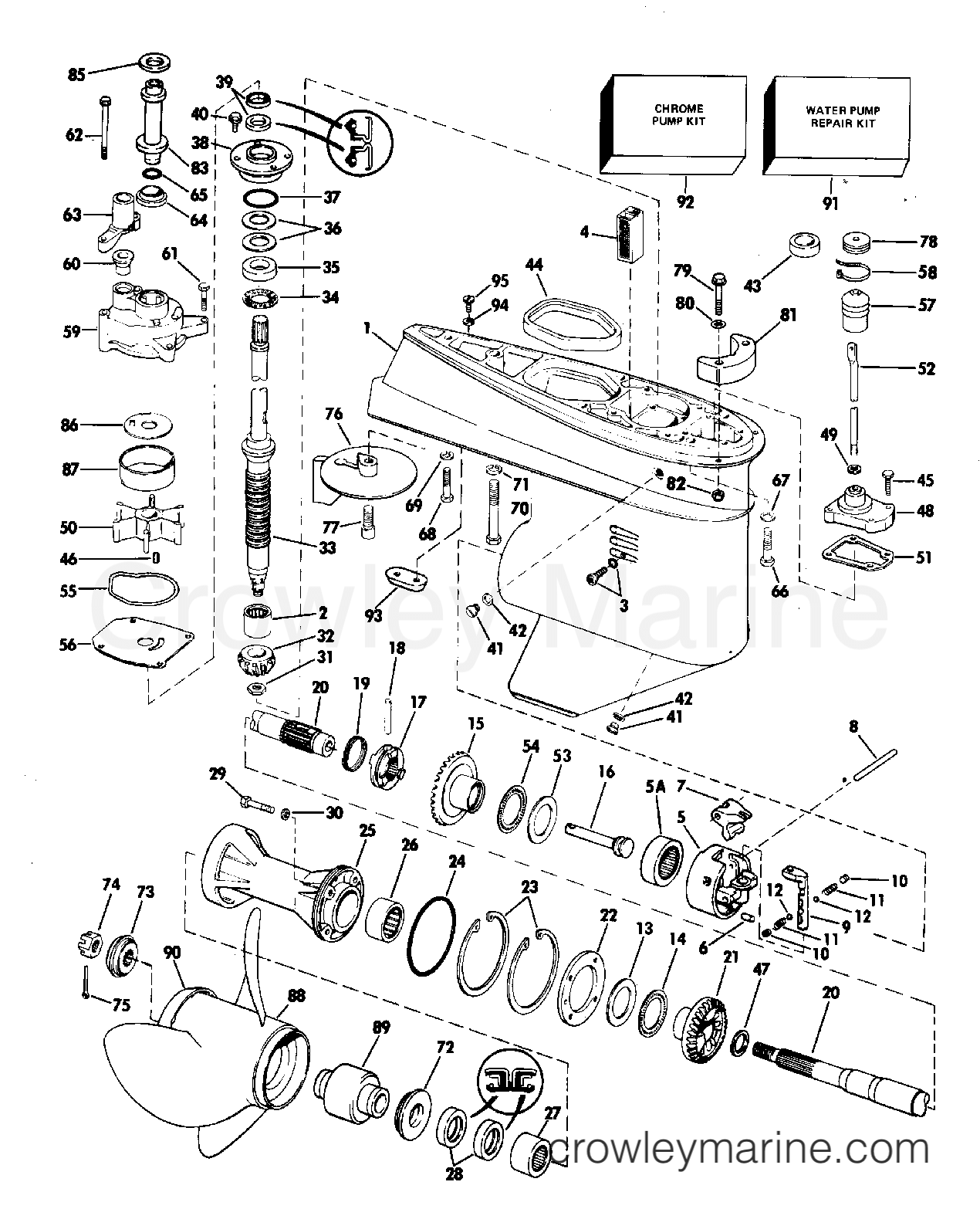 1983 Evinrude Outboards 55 - E55RSLN - GEARCASE section