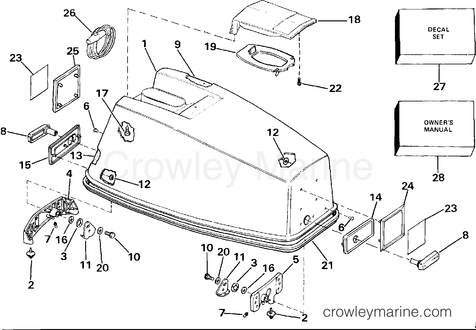 1987 Outboard 40 - J40TECUD - ENGINE COVER - JOHNSON