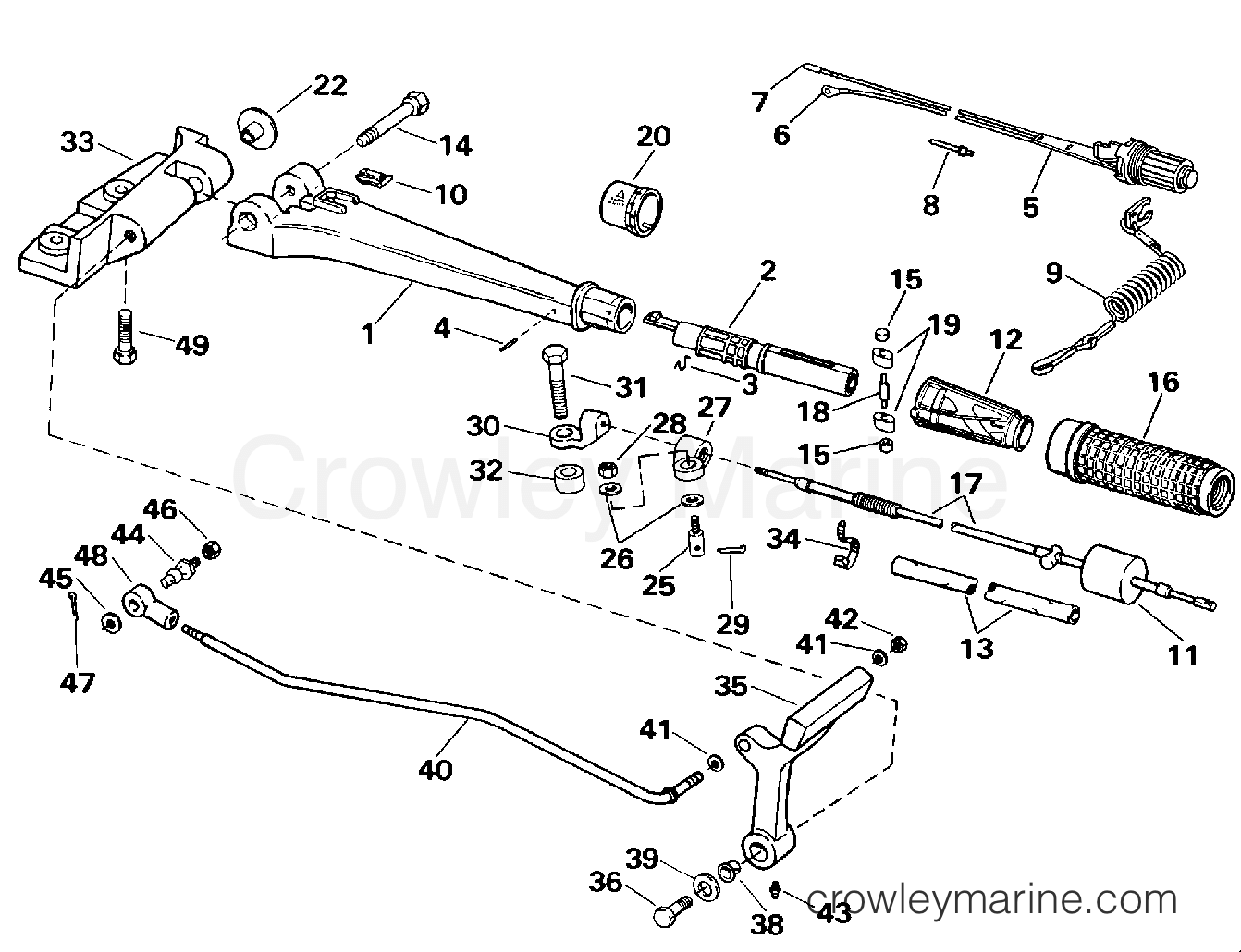 1990 Outboard 30 - J30TEESS - STEERING AND SHIFT HANDLE