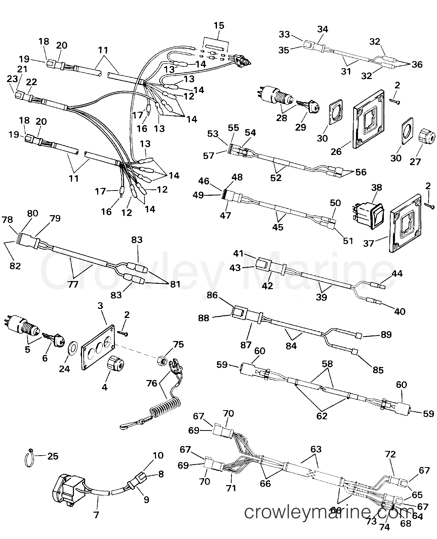 2000 Rigging Accessories - Electrical System - SWITCH & WIRING KIT - DUAL STATION DUAL ENGINE