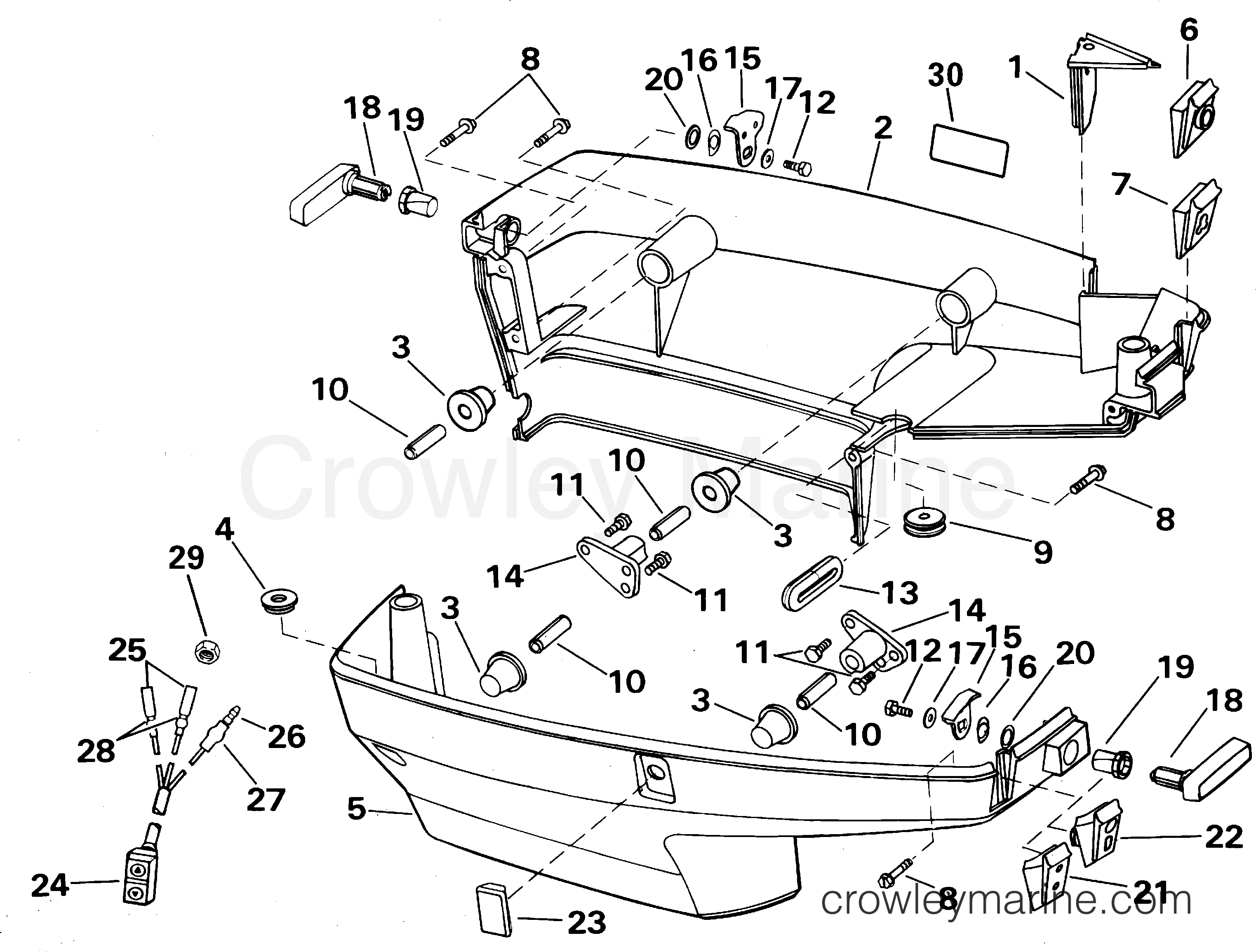 2001 Outboard 40 - BJ40ELSIF - LOWER ENGINE COVER