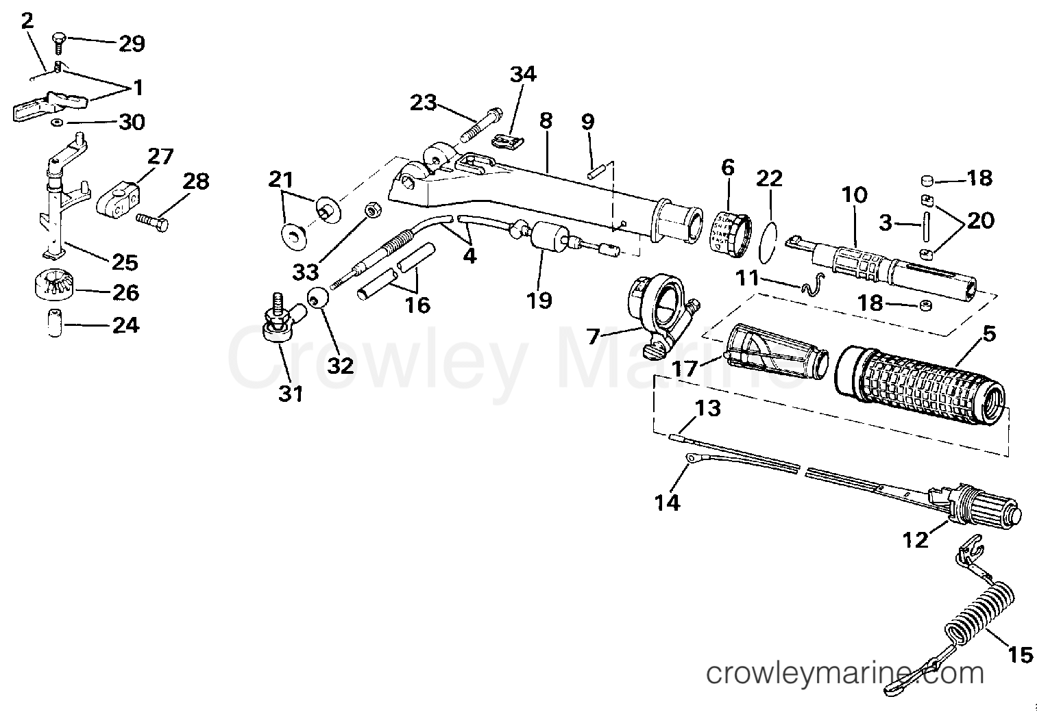 1987 Outboard 15 - E15ECUD - STEERING HANDLE & THROTTLE CONTROL
