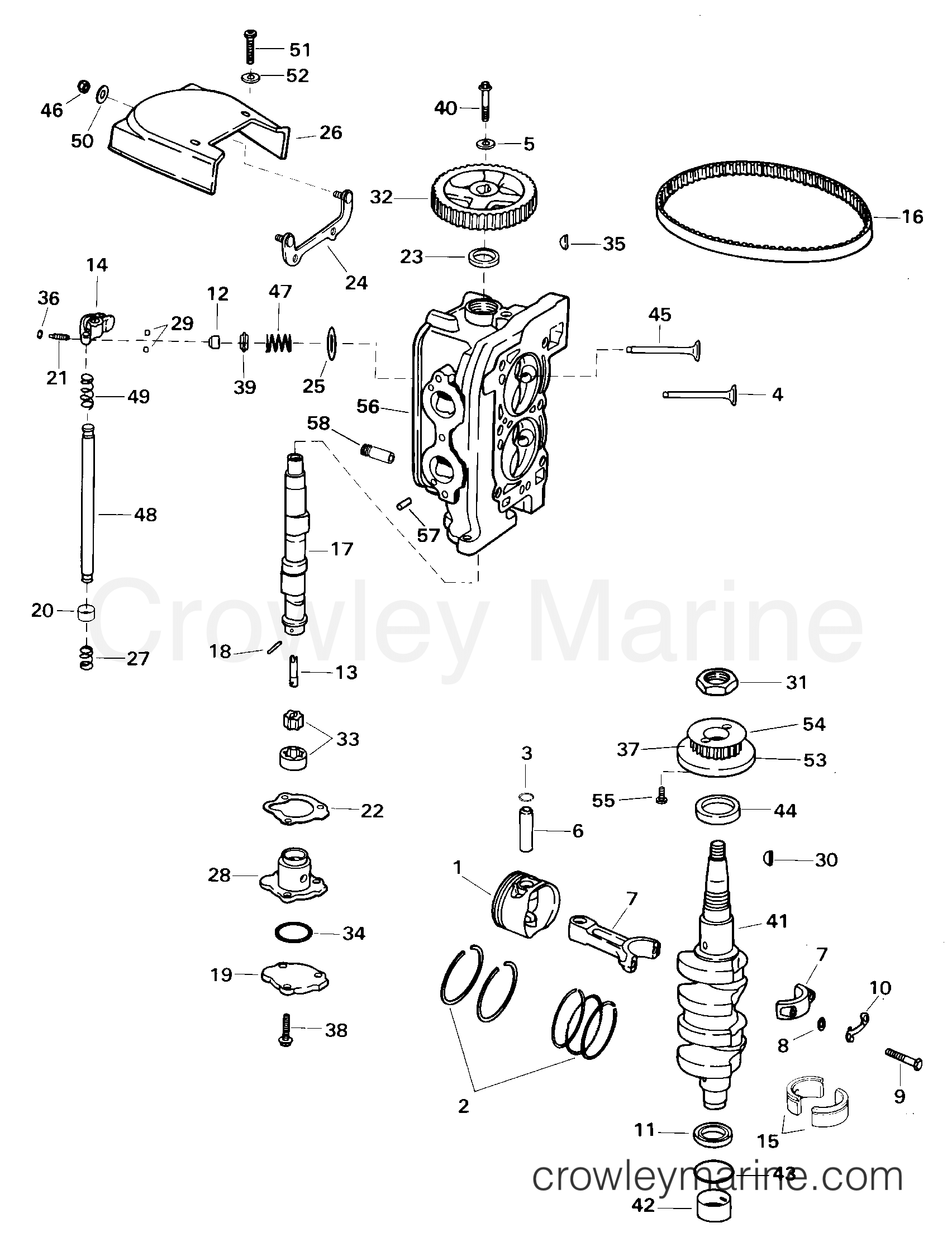 2000 Outboard 10 - E10RL4SSE - CYLINDER HEAD & CRANKSHAFT