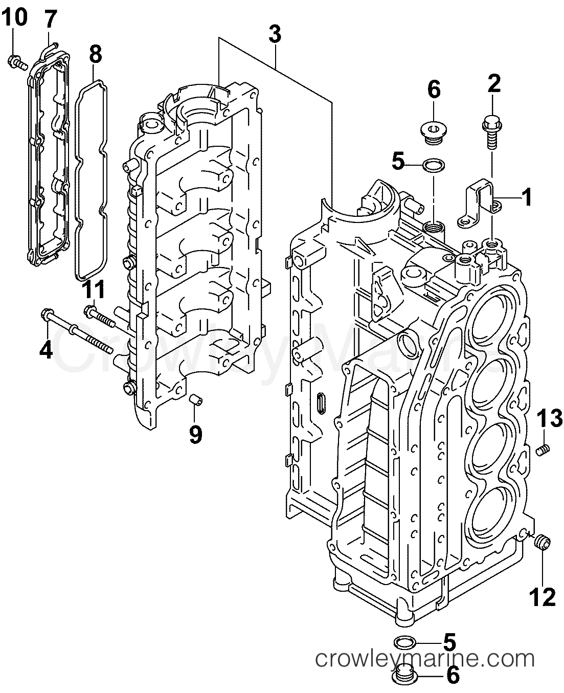 2005 Outboard 90 - J90PX4SOR, - CYLINDER & CRANKCASE