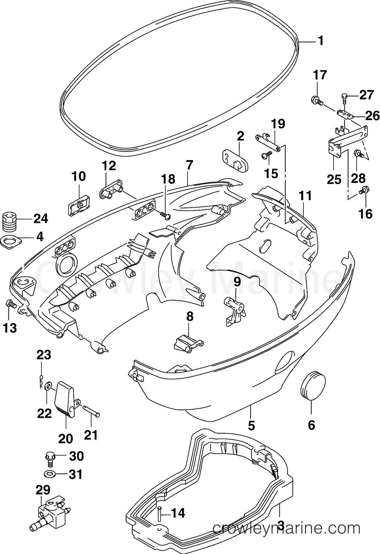 2004 Outboard 40 - J40PL4SRM - LOWER ENGINE COVER