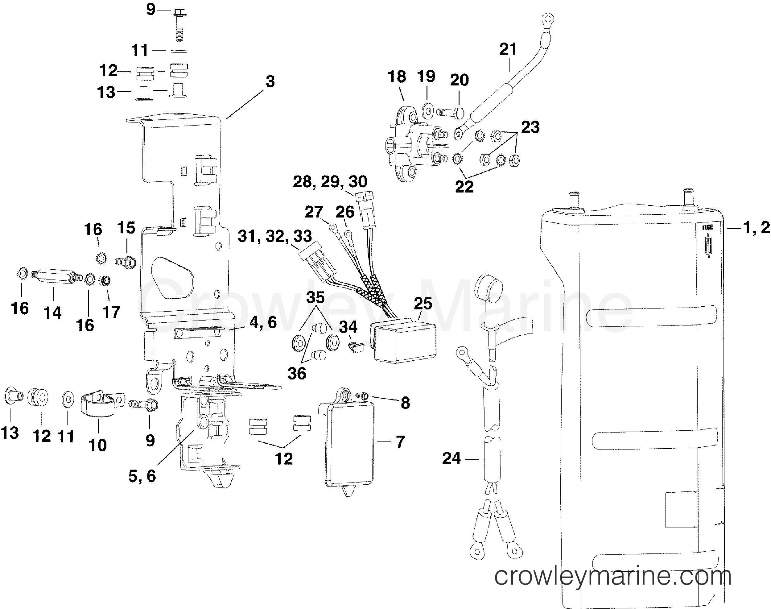 2008 Outboard 225 - E225DPLSCF - ELECTRICAL BRACKET & COMPONENTS