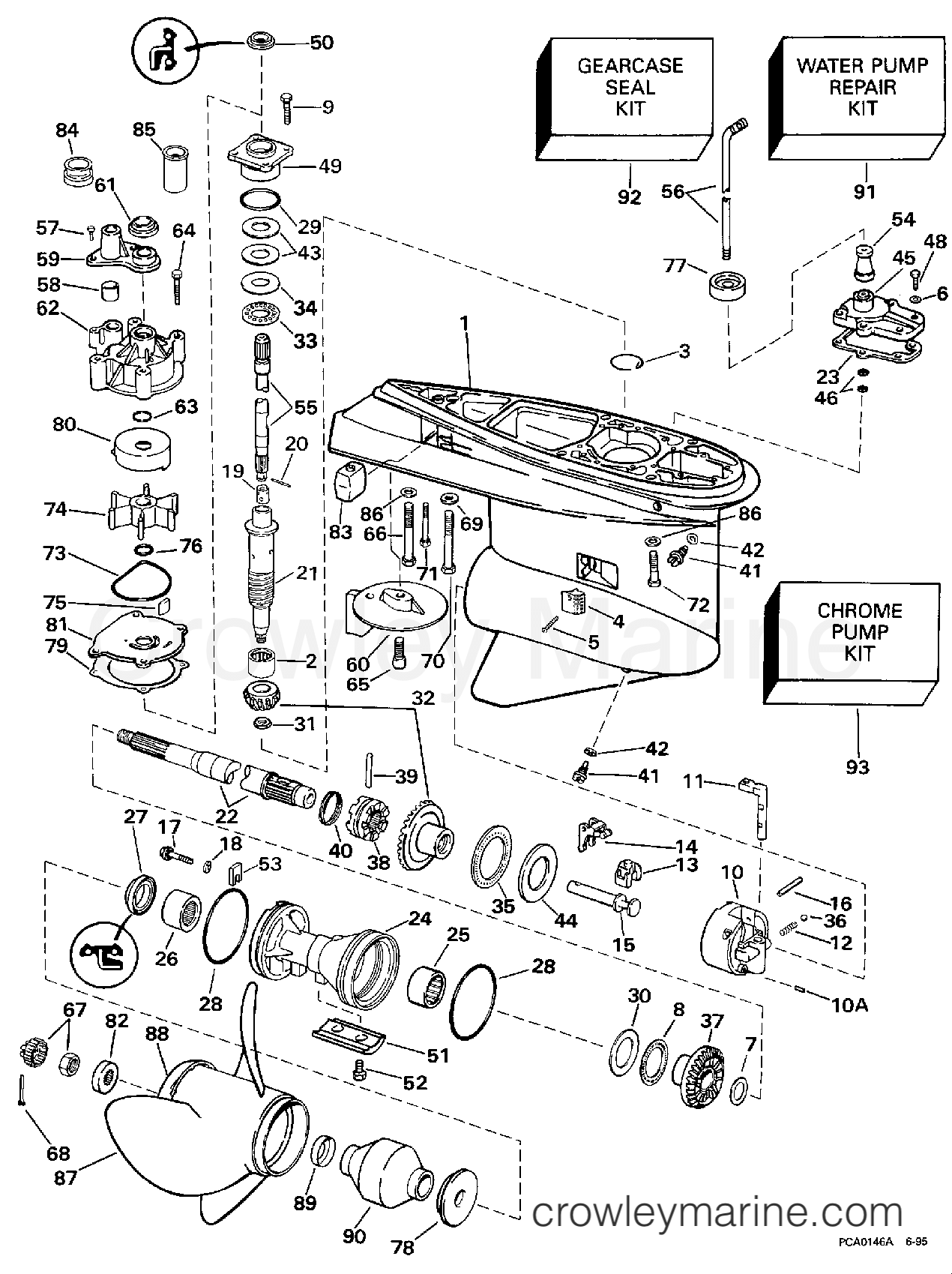 1997 Evinrude Outboards 130 - BE130TLEUB GEARCASE - 130TL & 130TX STANDARD ROTATION section