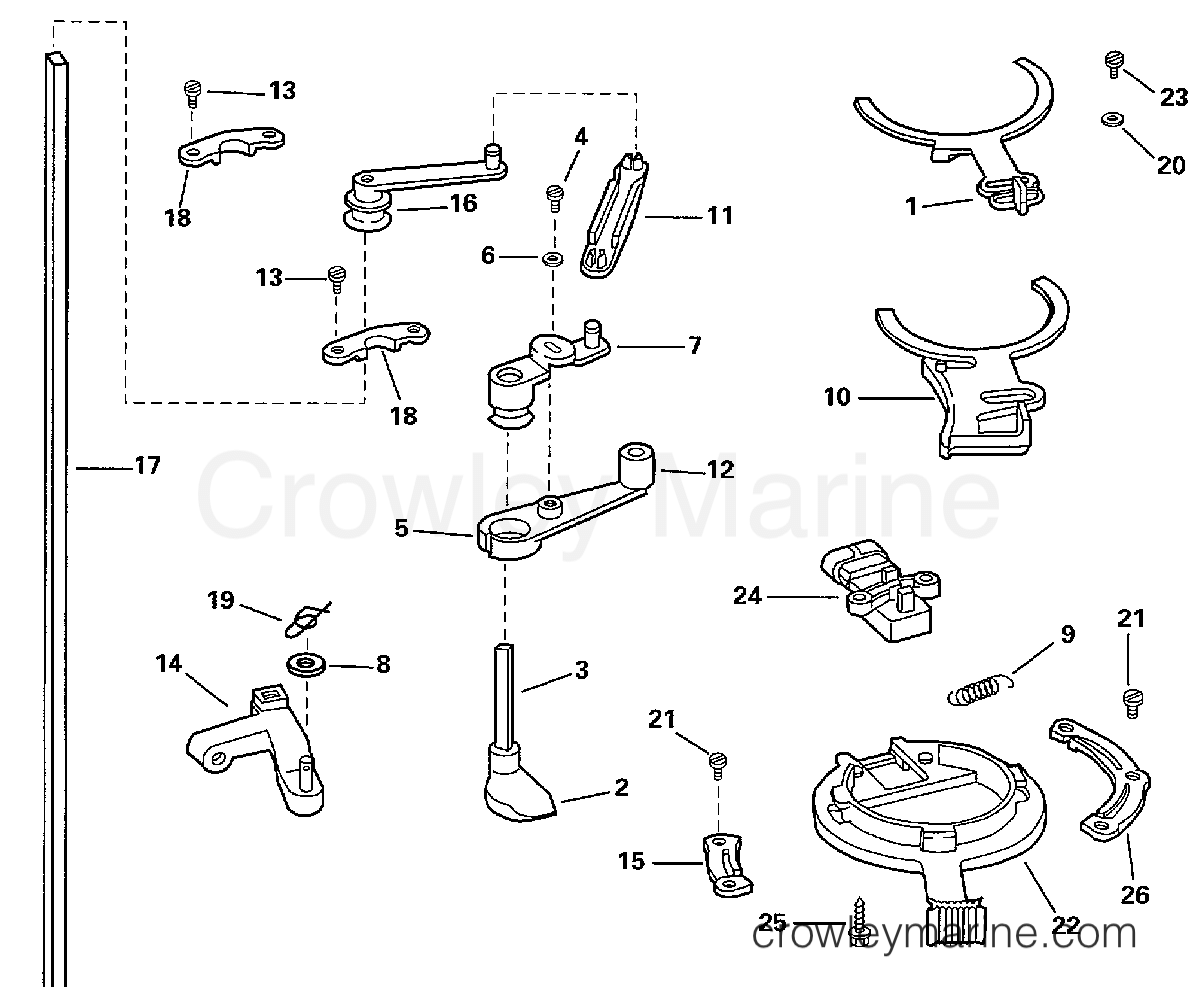 1998 Johnson Outboards 150 - BJ150NXECD THROTTLE LINKAGE section