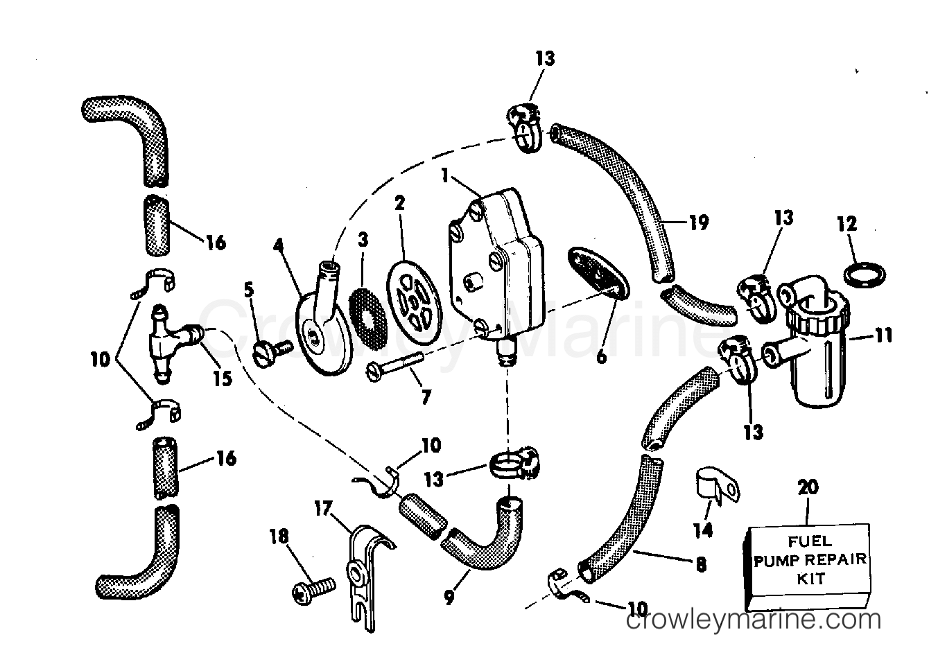 1983 Evinrude Outboards 55 - E55RSLN - FUEL PUMP AND FILTER section