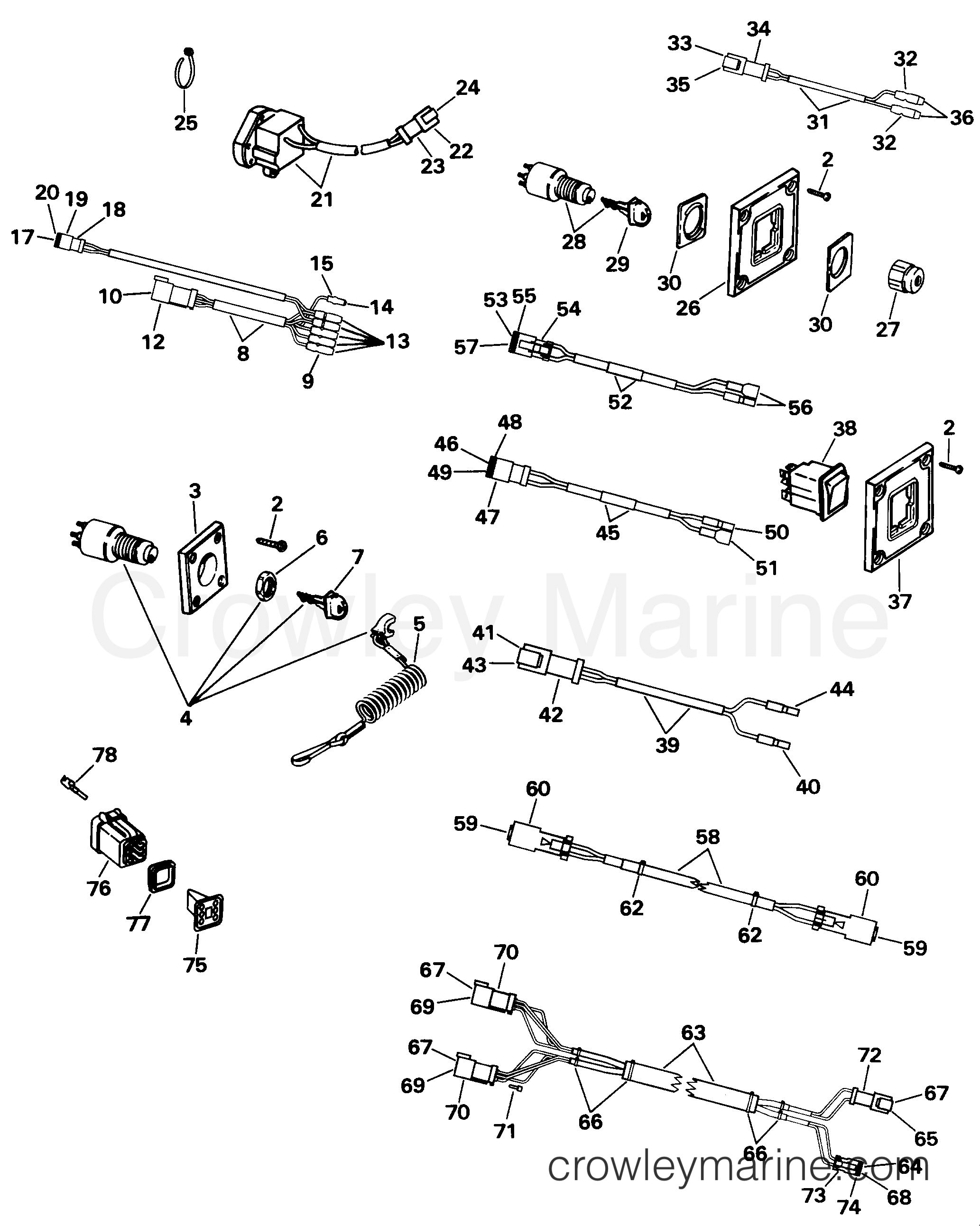 1998 Rigging Accessories - Electrical System - SWITCH & WIRING KIT -- DUAL STATION SINGLE ENGINE
