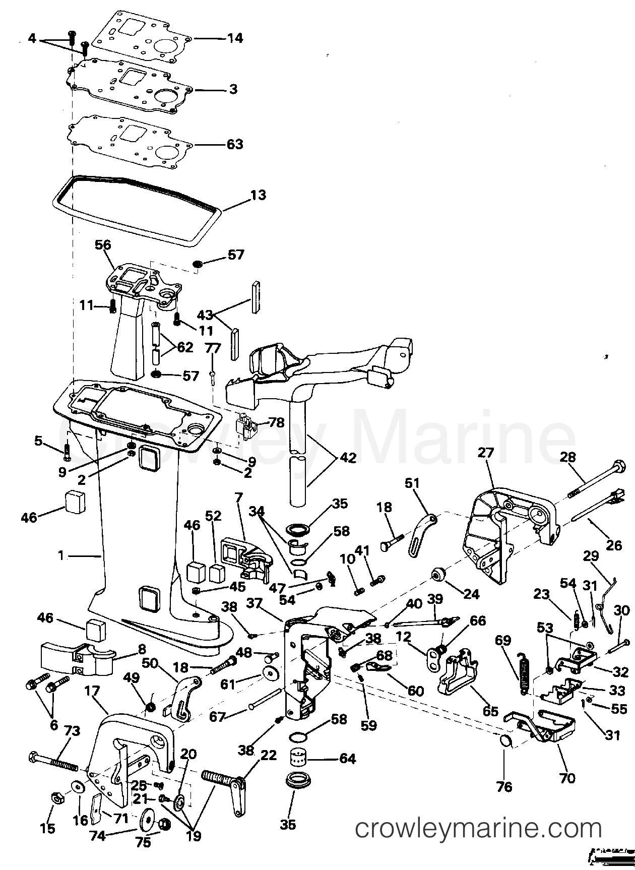 1995 Outboard 8 - E8SRLEOD - MIDSECTION