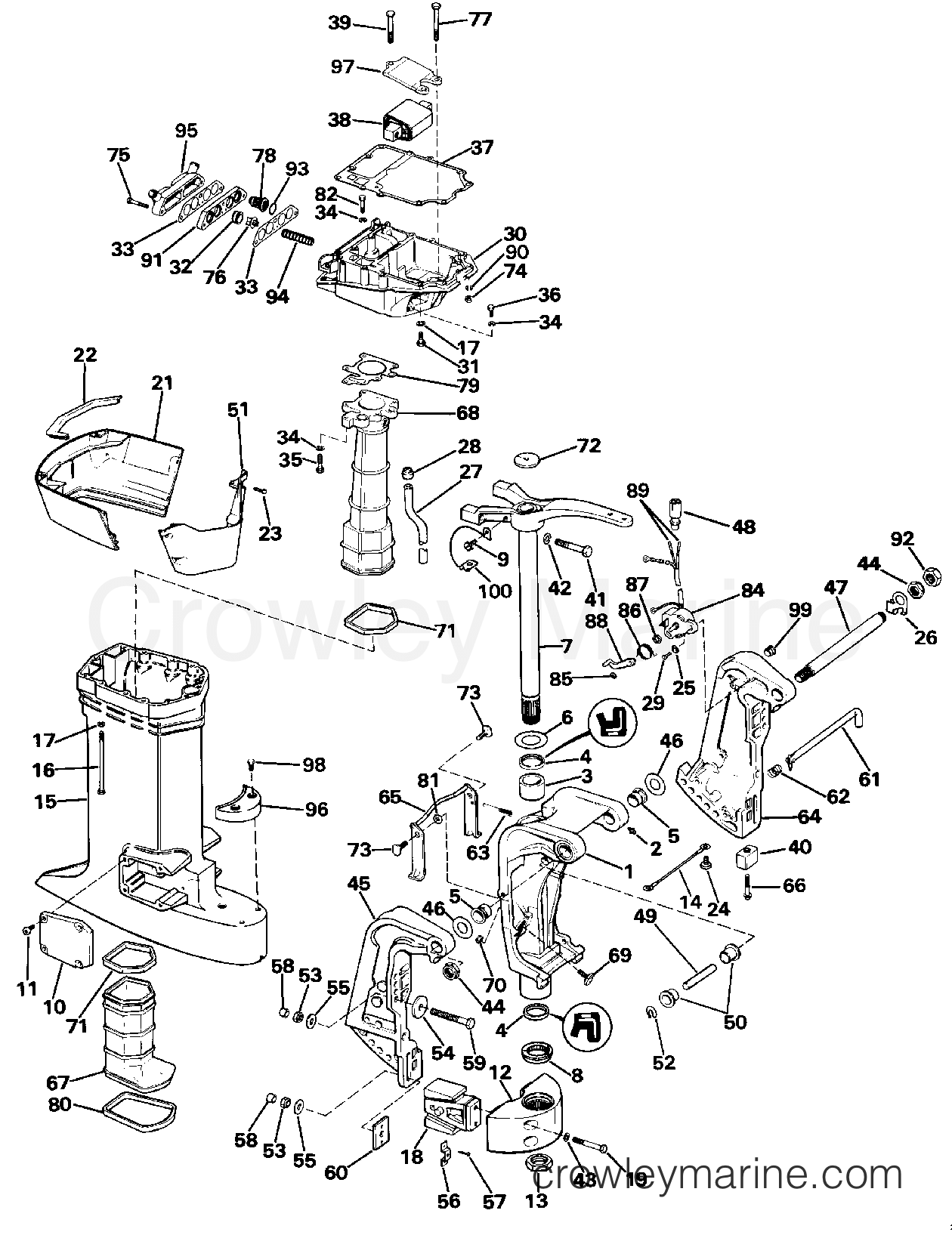1987 Outboard 100 - J100WTXCUA - MIDSECTION