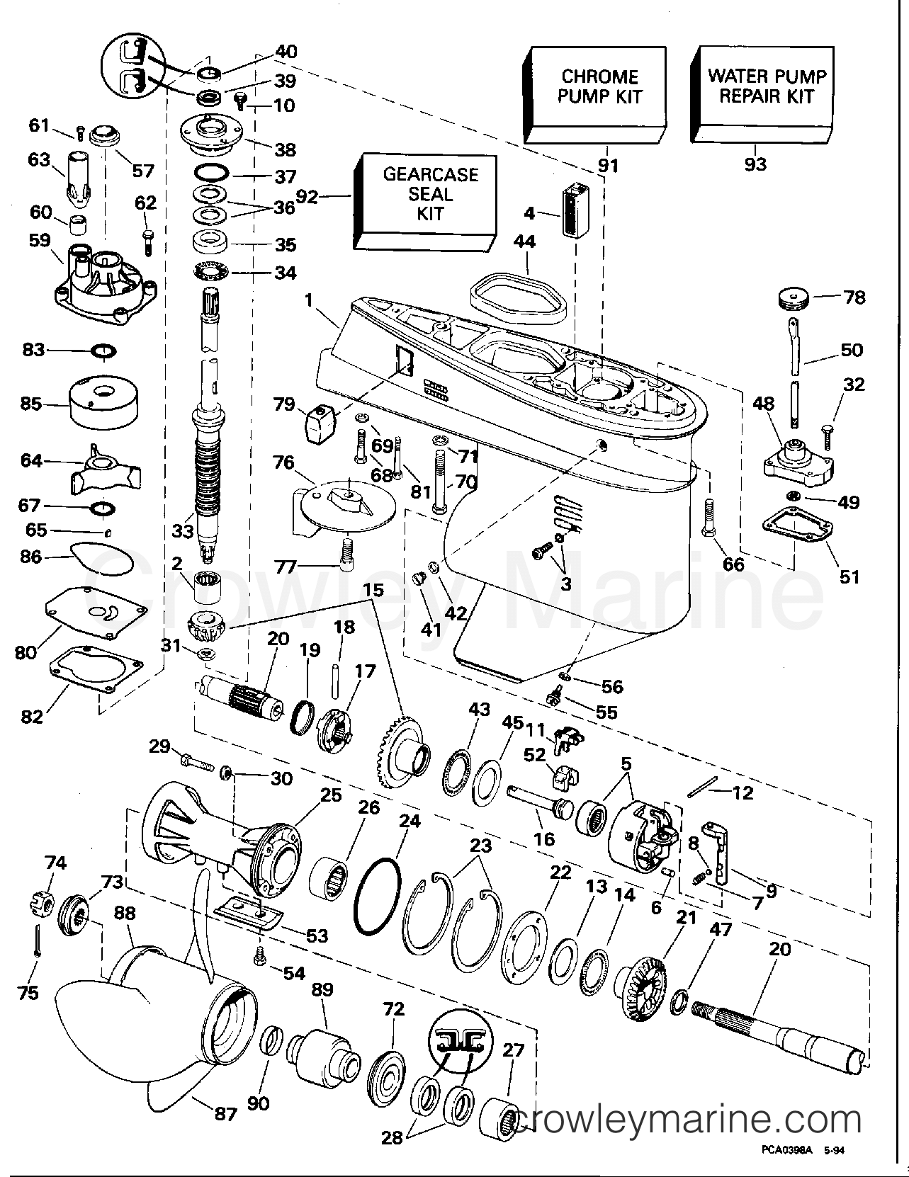 1995 Outboard 60 - E60TTLEOC - GEARCASE
