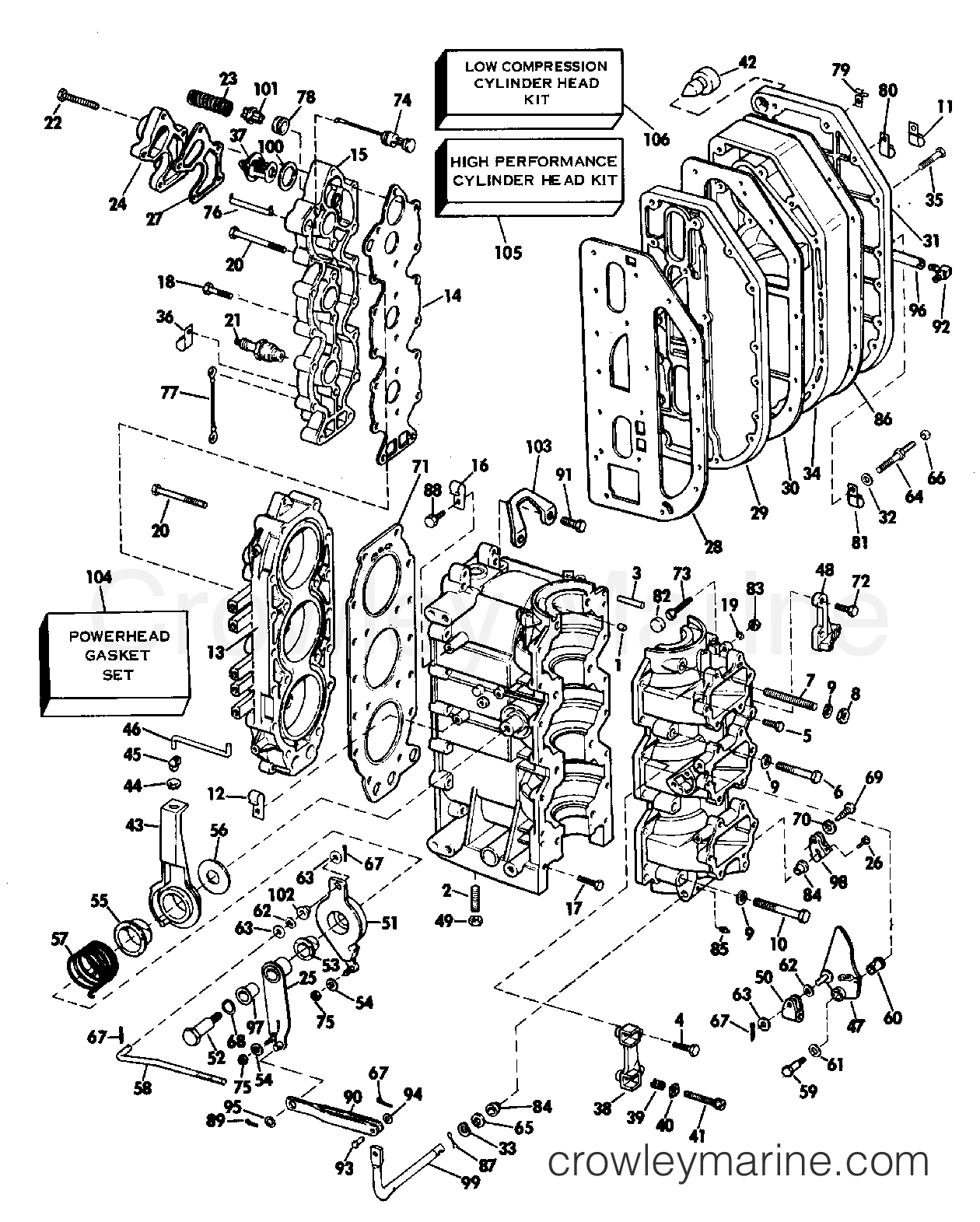 1983 Outboard 75 - J75ECTE - CYLINDER & CRANKCASE