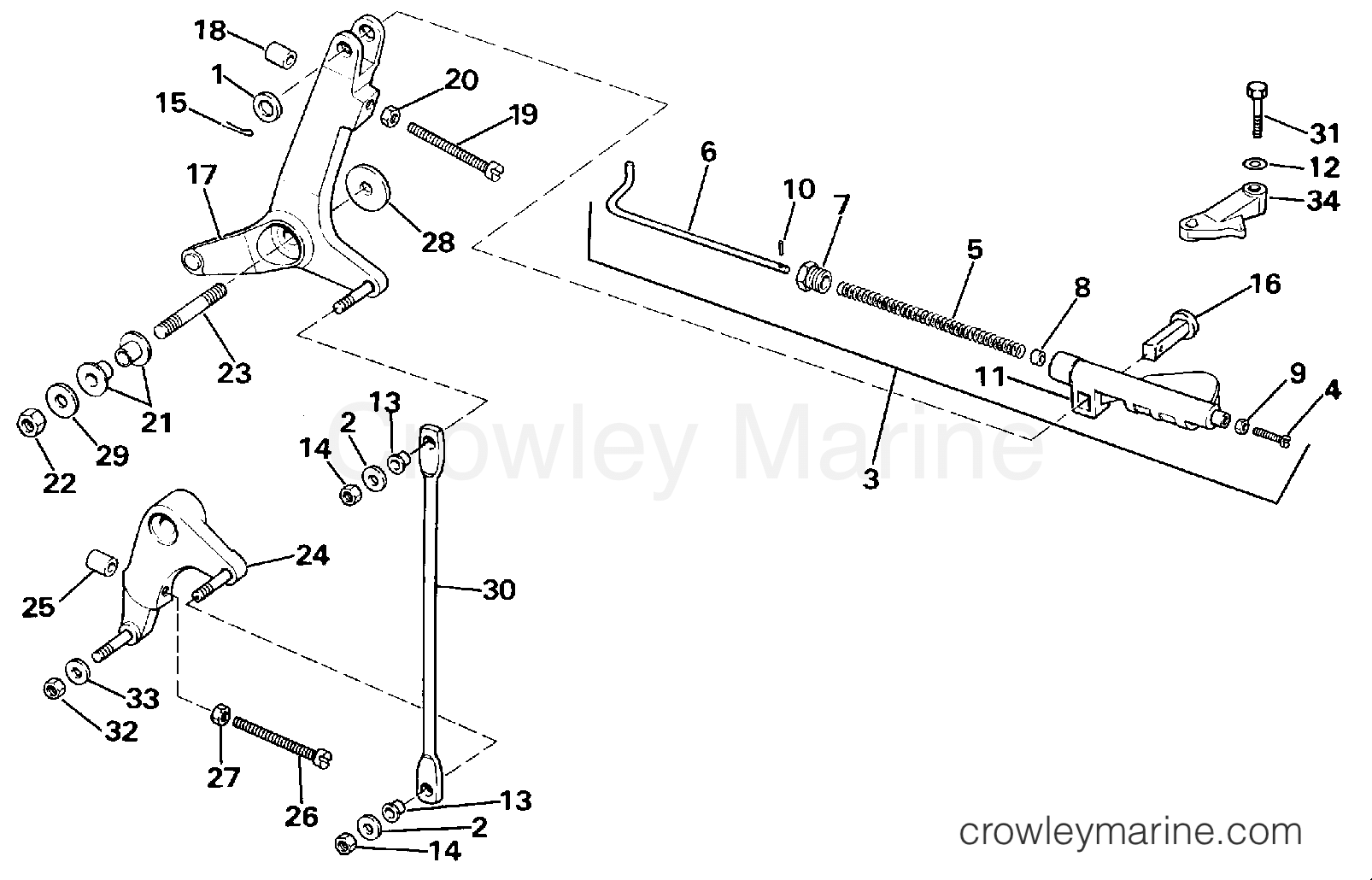 1987 Outboard 300 - E300CLCUR - THROTTLE LINKAGE