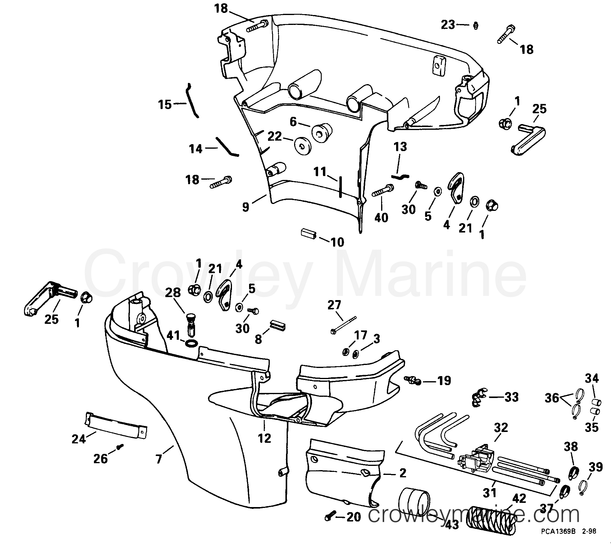 1998 Outboard 175 - J175FCXECS - LOWER ENGINE COVER