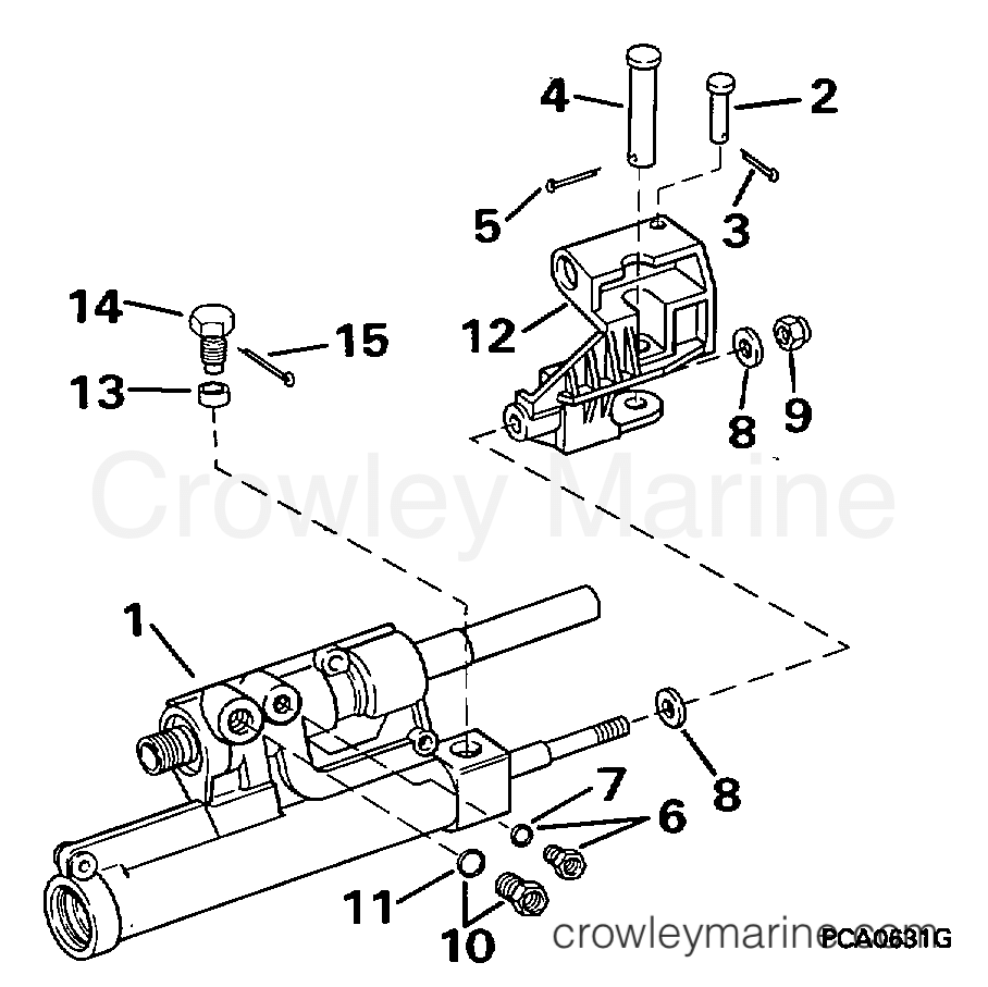 1995 OMC Stern Drive 5 - 50FAPHUB POWER STEERING CYLINDER section