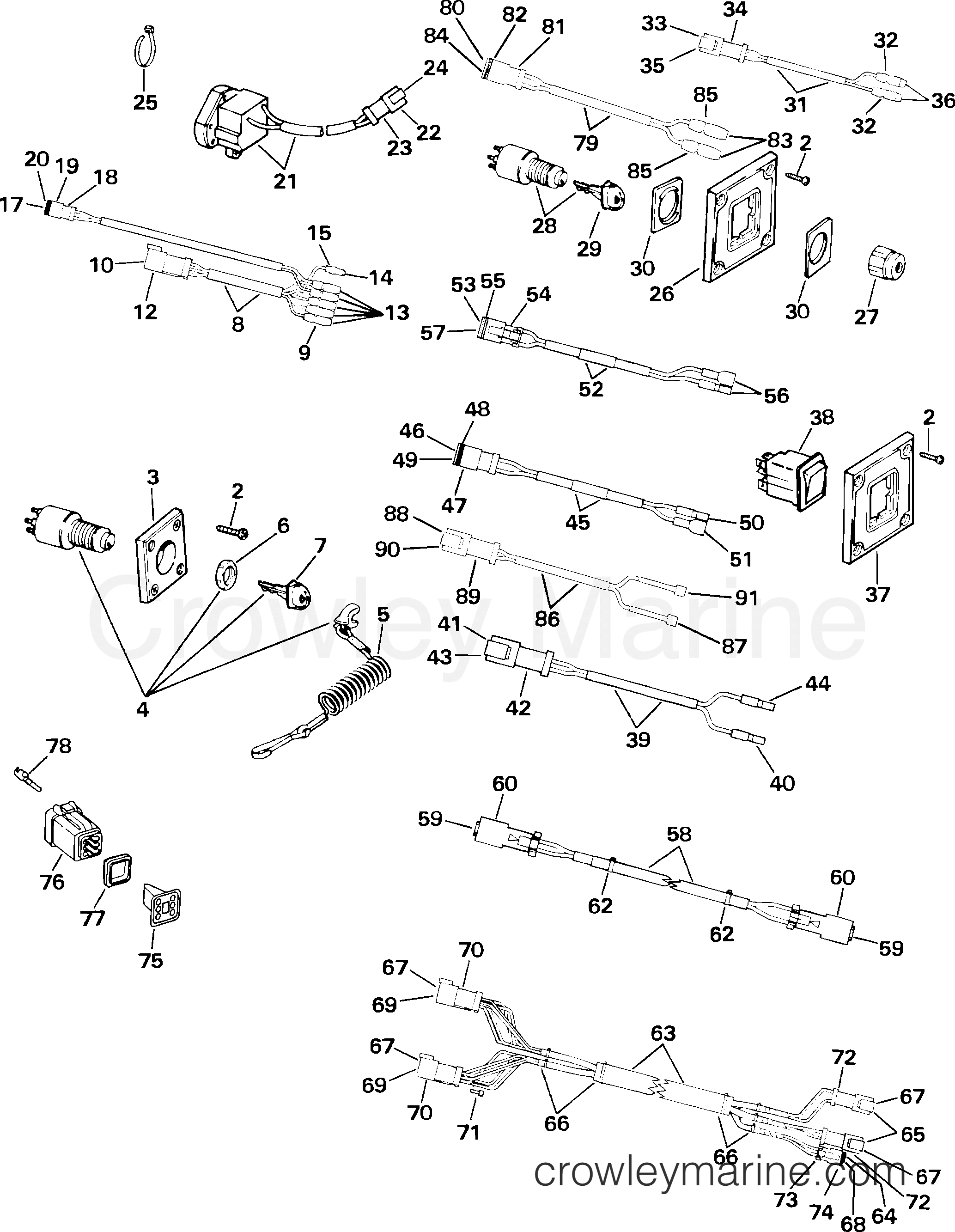 2001-2004 Rigging Accessories - Electrical System - SWITCH & WIRING KIT - DUAL STATION SINGLE ENGINE