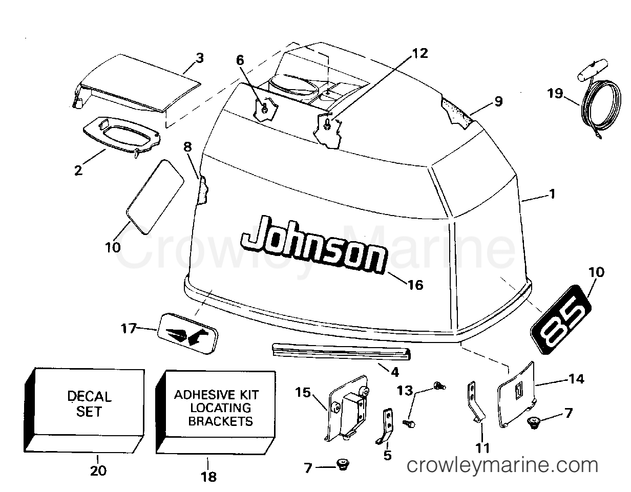 1995 Outboard 85 - E85TTLEOR - ENGINE COVER - JOHNSON