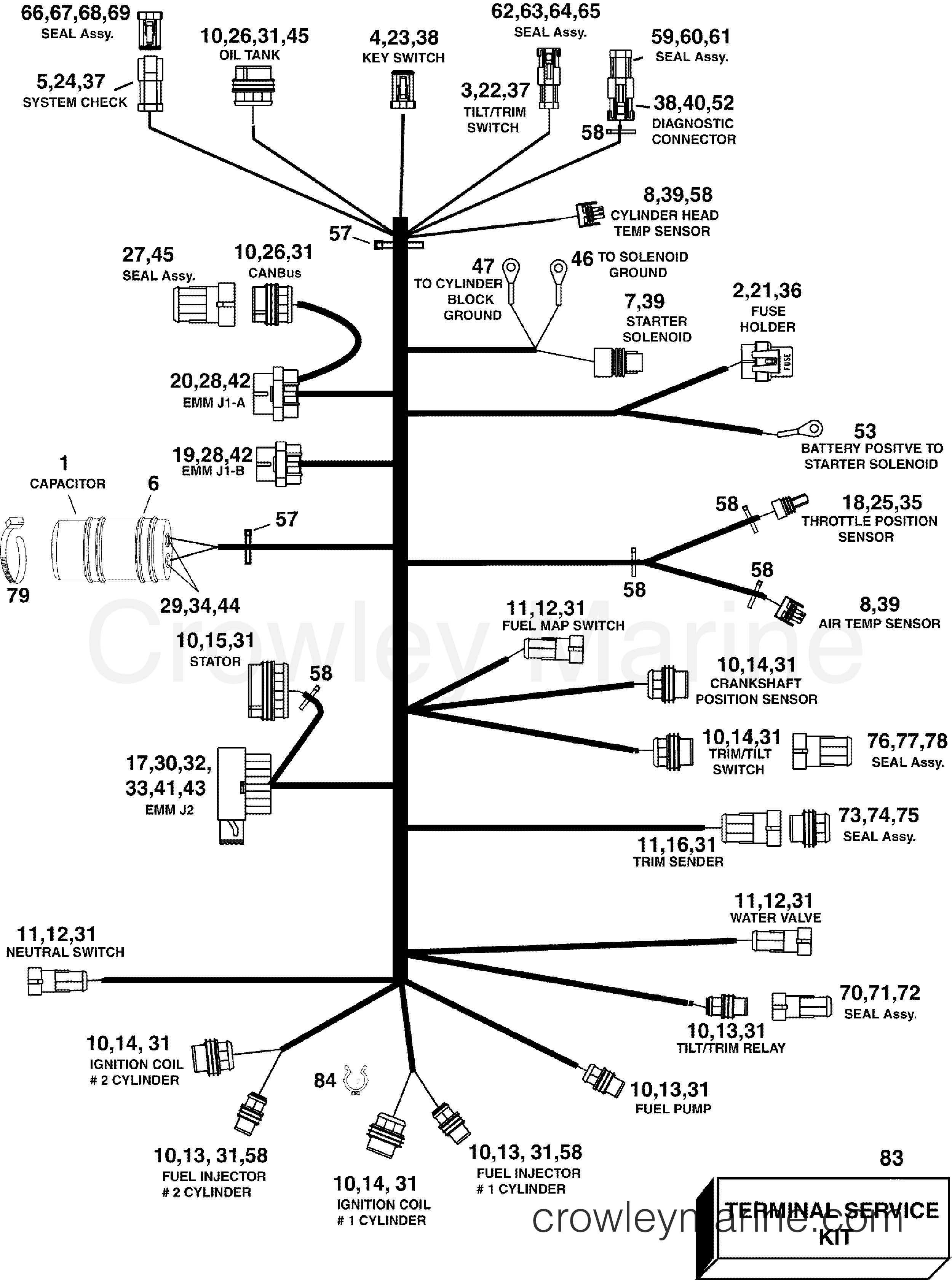 2008 Outboard 55 - E55MRLSCC - ELECTRICAL HARNESS
