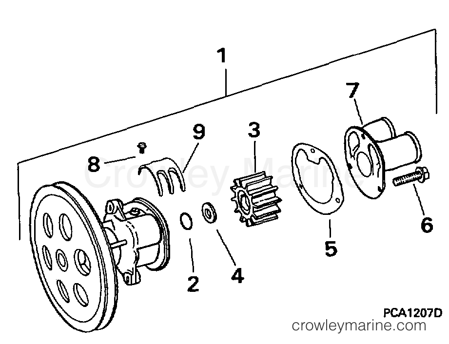 1997 OMC Stern Drive 5.7 - 572BPLKD WATER PUMP section