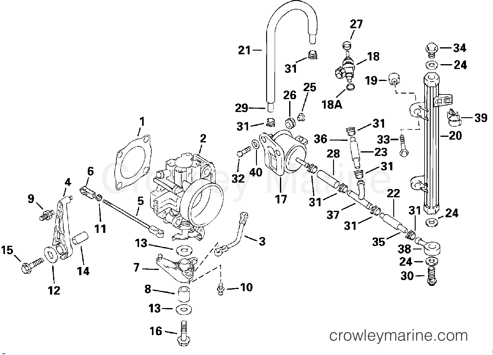INJECTOR & THROTTLE BODY 2000 Outboard 70 E70 Crowley Marine