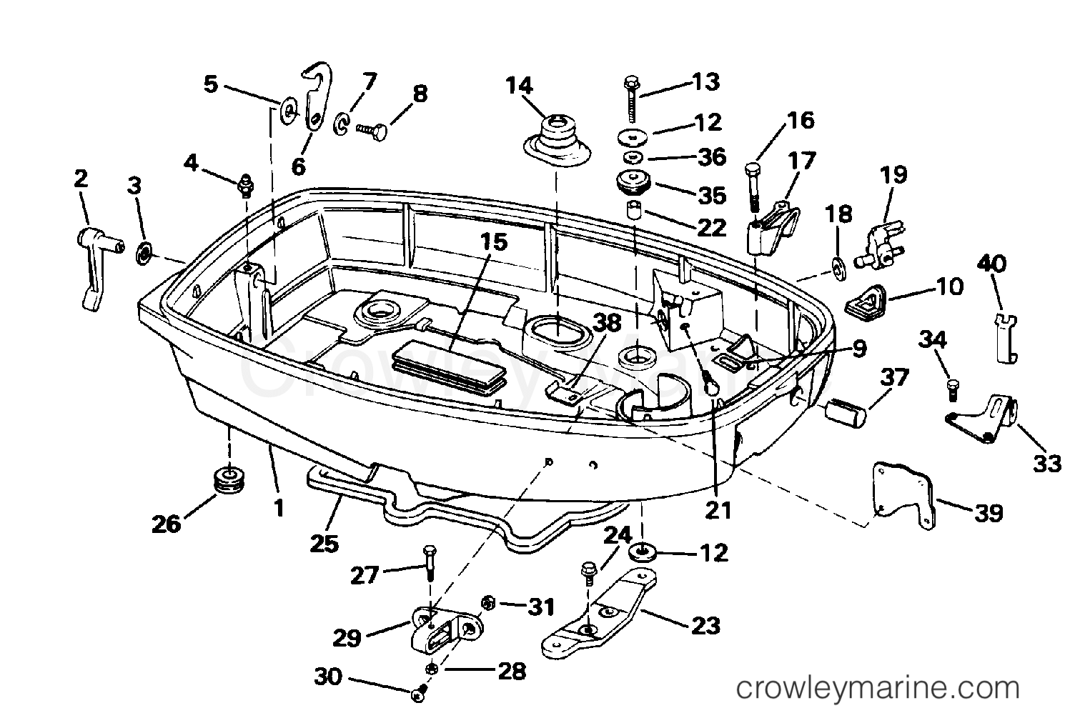 1996 Outboard 30 - E30EEDE - LOWER ENGINE COVER