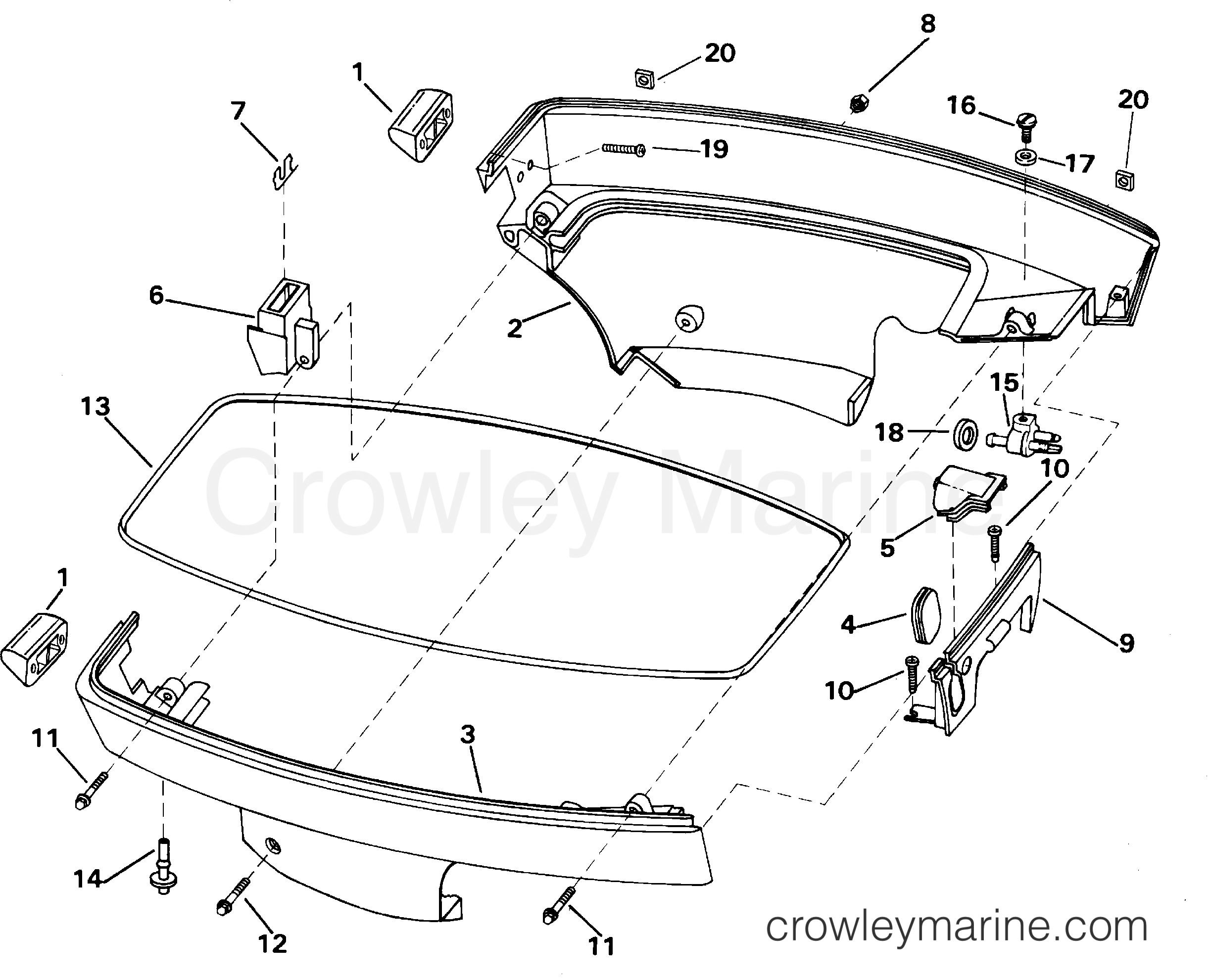 2001 Outboard 6 - J6RVSIB - LOWER ENGINE COVER