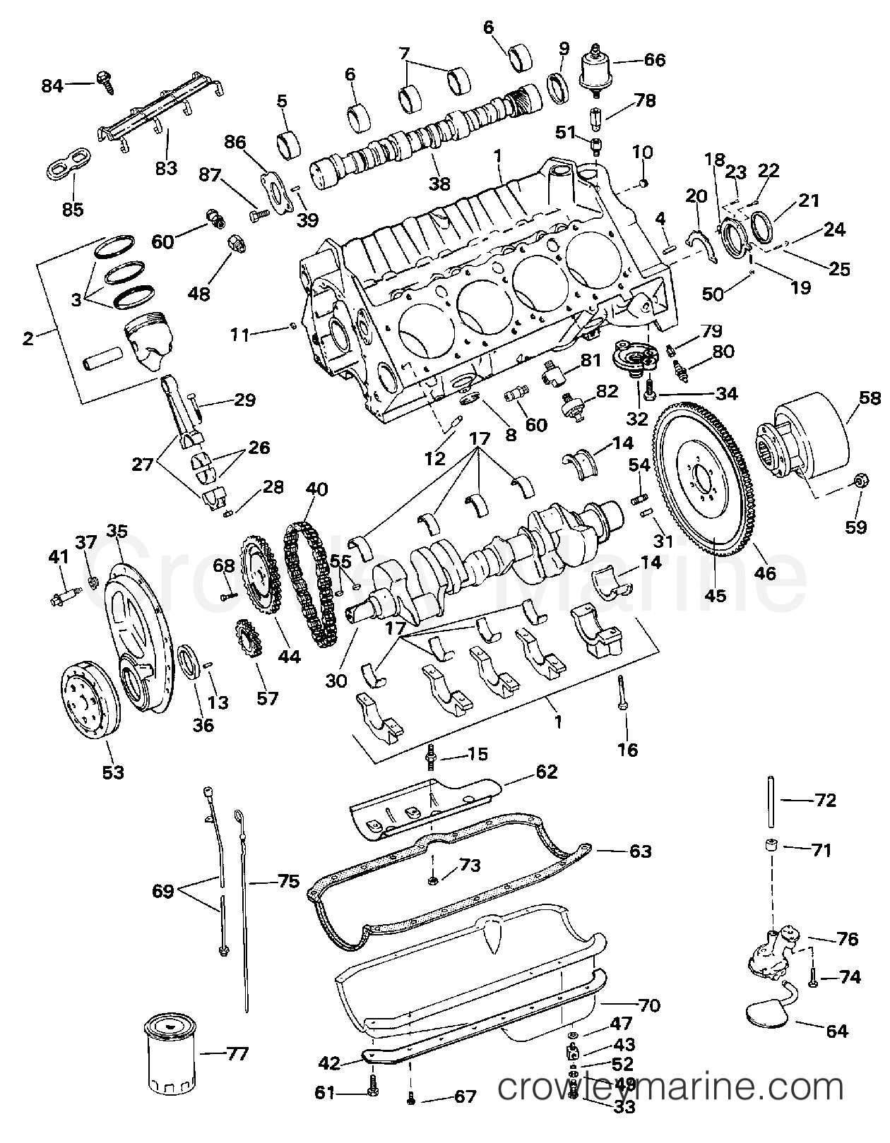 1997 Stern Drive 5.7 - 57FAPLKD - CRANKCASE