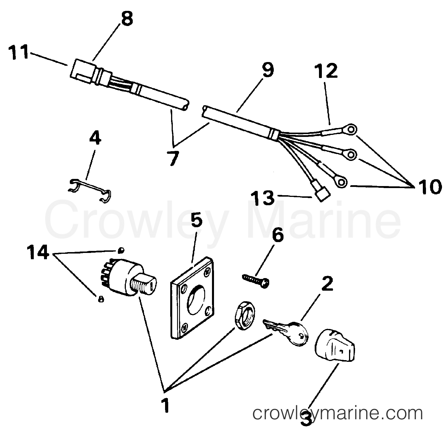 2001 Evinrude Outboards 10 - E10EL4SID IGNITION SWITCH & CABLE - 9.9 section