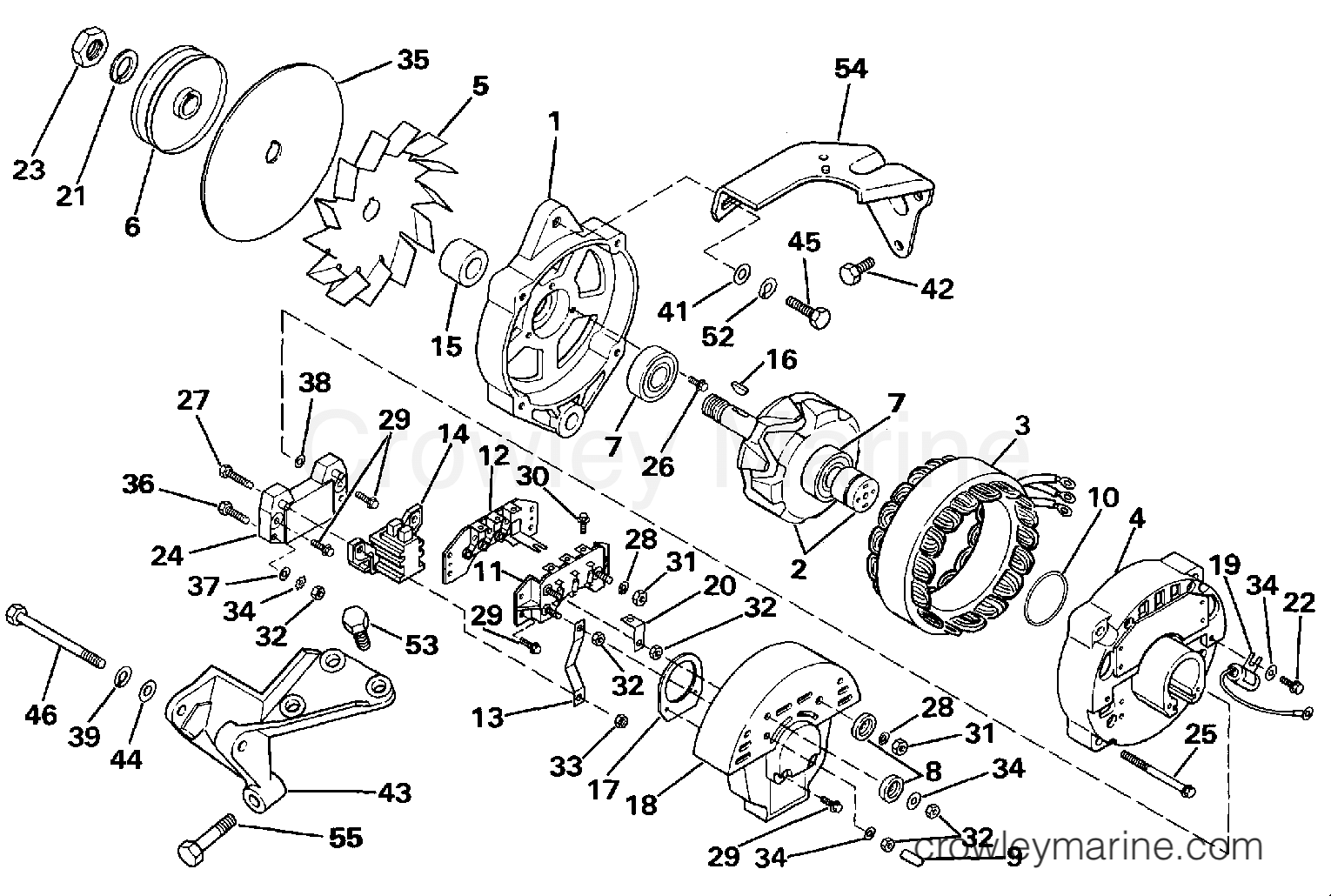 1988 OMC Stern Drive 2.3 - 232AMRGDE ALTERNATOR section