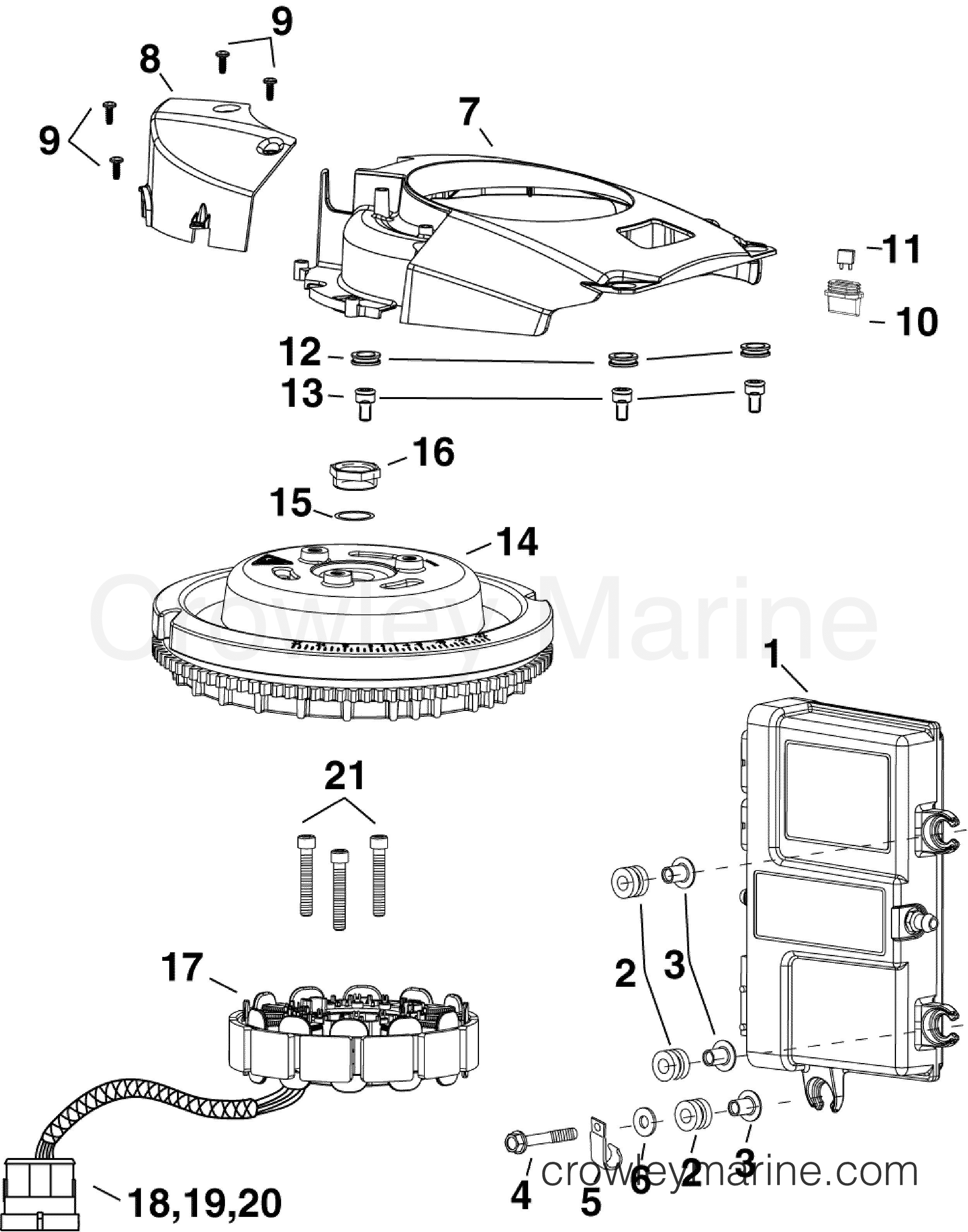 AA Outboard 90 - E90DPXAAA - EMM, STATOR, FLYWHEEL