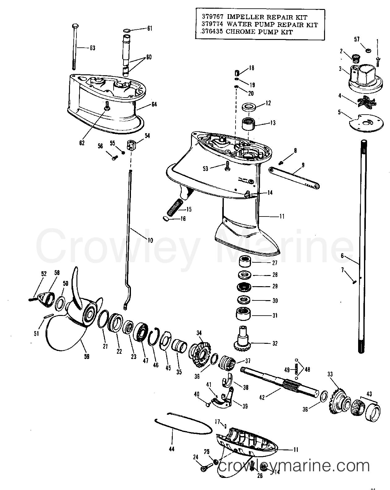 1969 Outboard 33 - 33E69A - GEARCASE GROUP