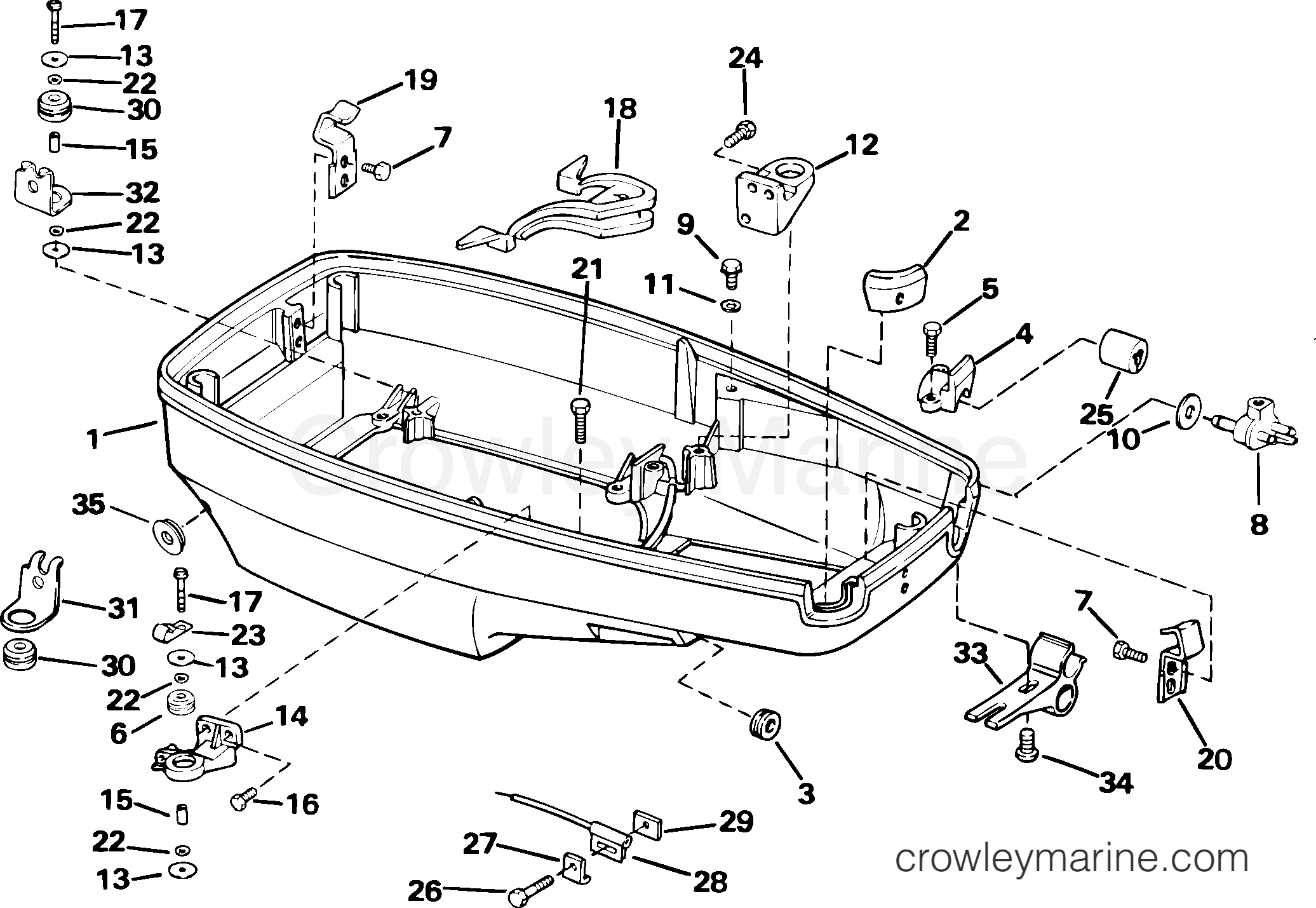 2004 Outboard 55 - J55WRYSRM - LOWER ENGINE COVER