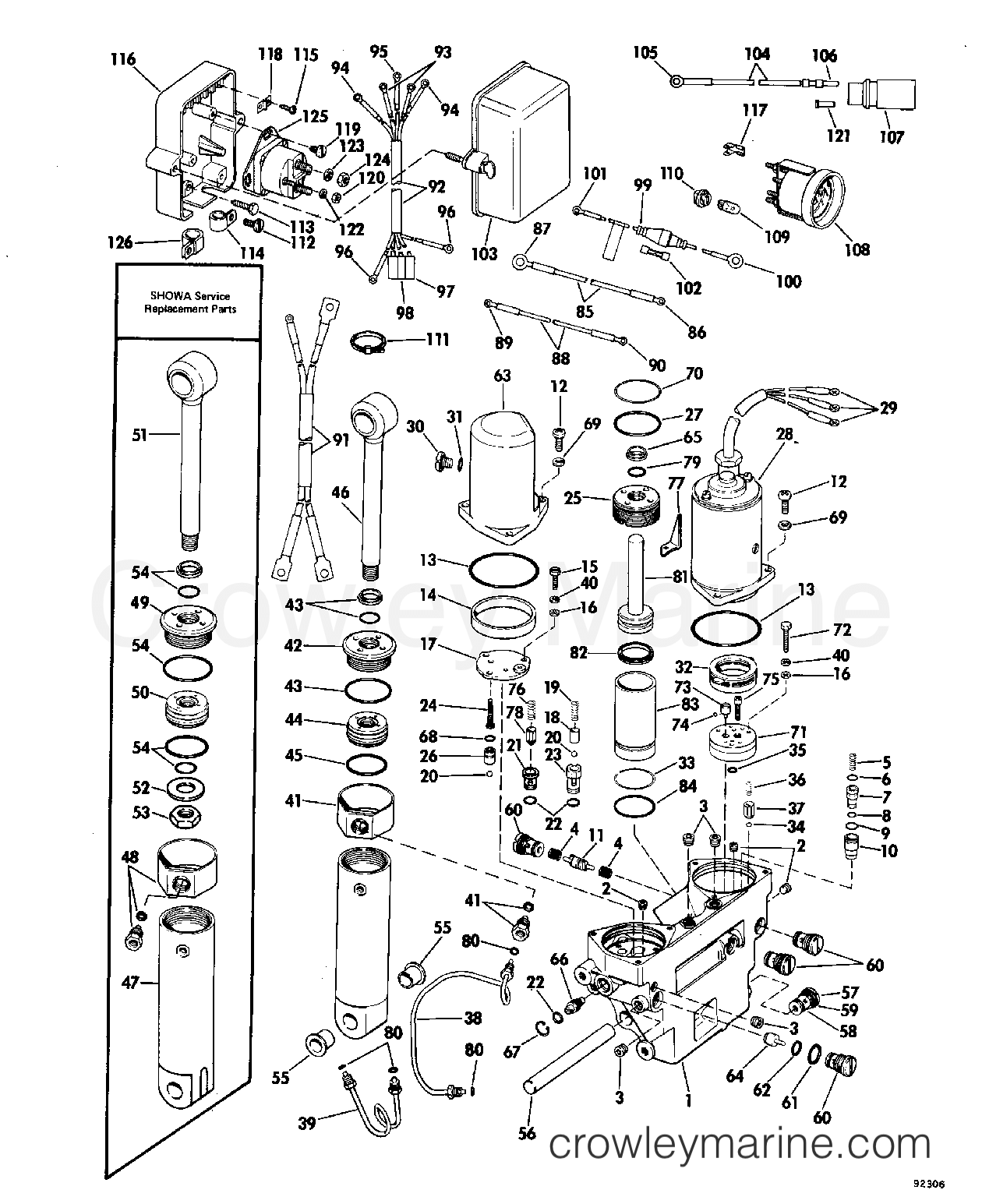 Johnson Outboard 115HP OEM Parts Diagram for Power Trim/Tilt