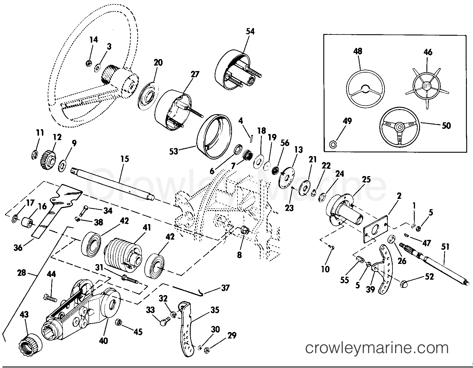 1985 Rigging OMC Stern Drive - All Models - TRU-COURSE STEERING MODELS WITHOUT POWER STEERING